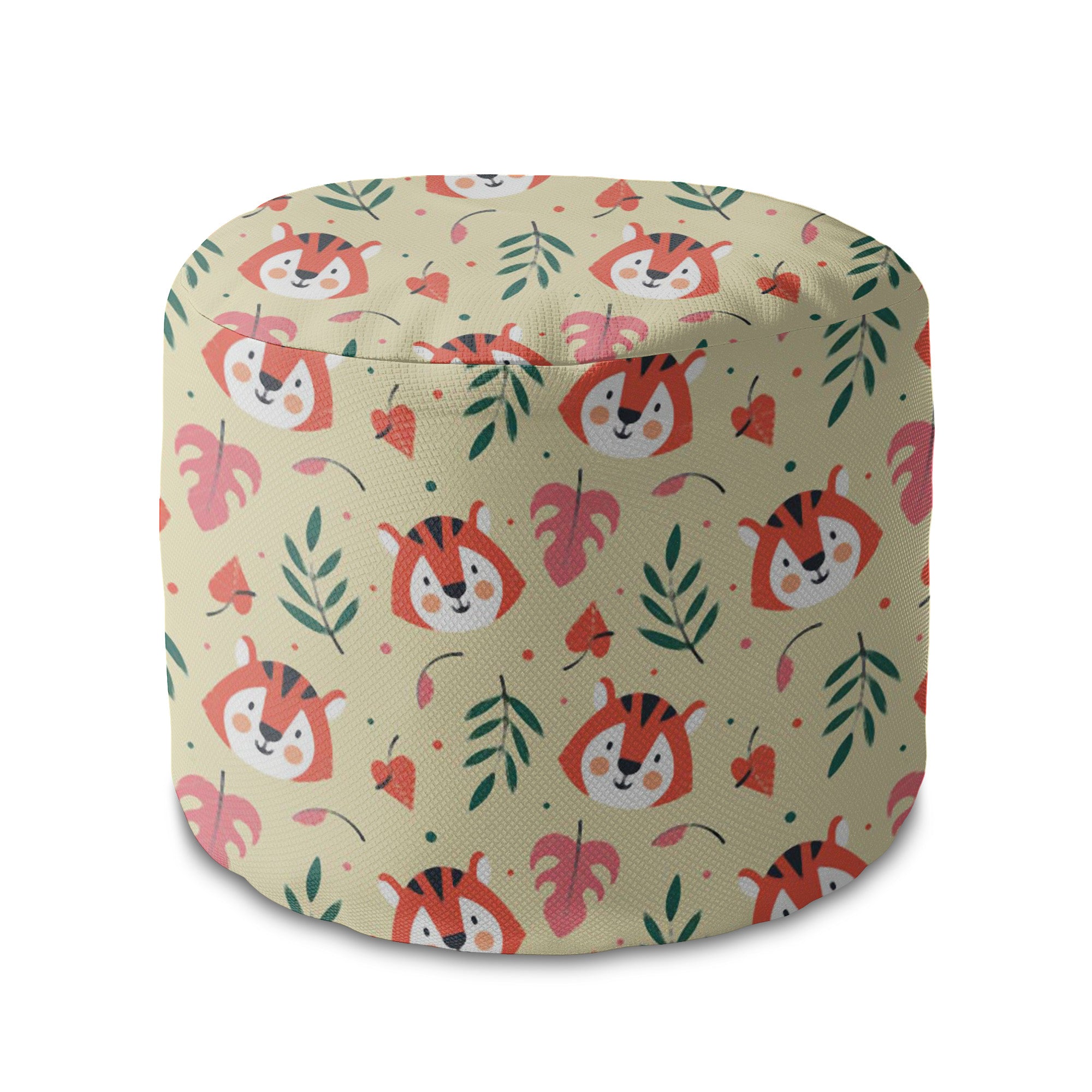 Okrúhly puf podnožka Tiger Pattern