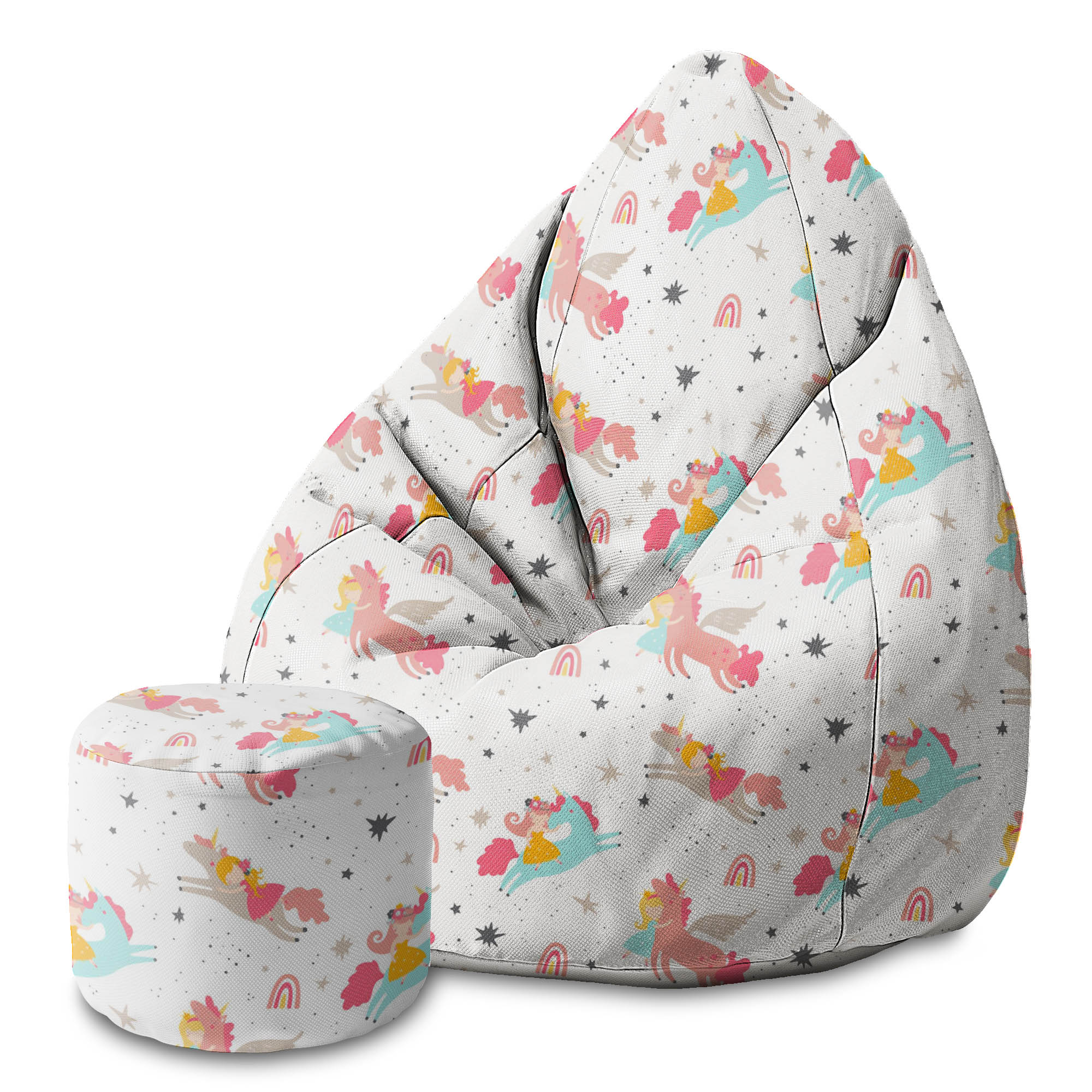Okrúhly puf podnožka Unicorn Princess