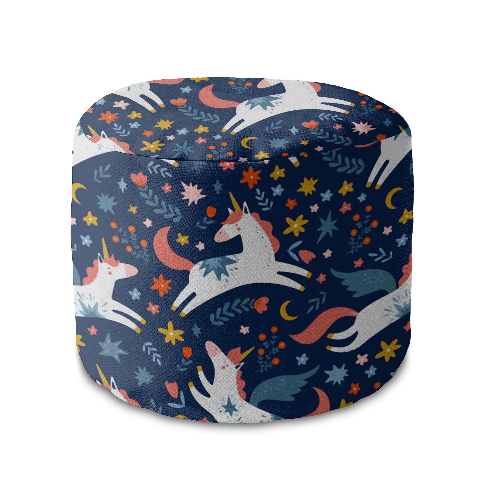 Round pouf footstool Fairy Unicorns-Panama