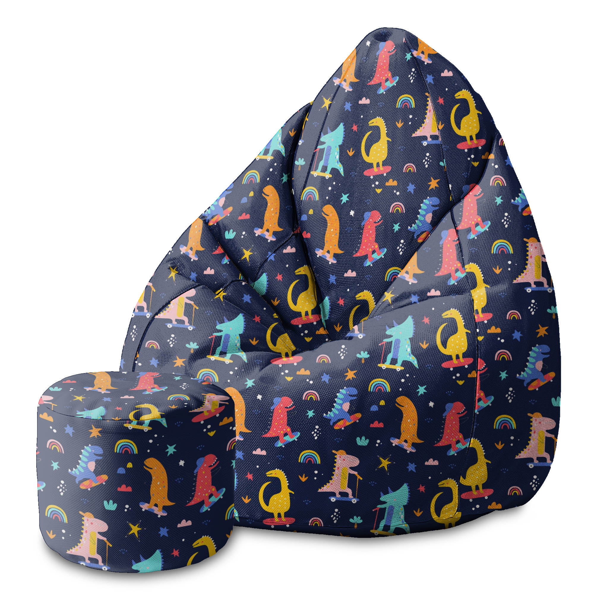 Round pouf footstool Skater Dinosaurs-Panama