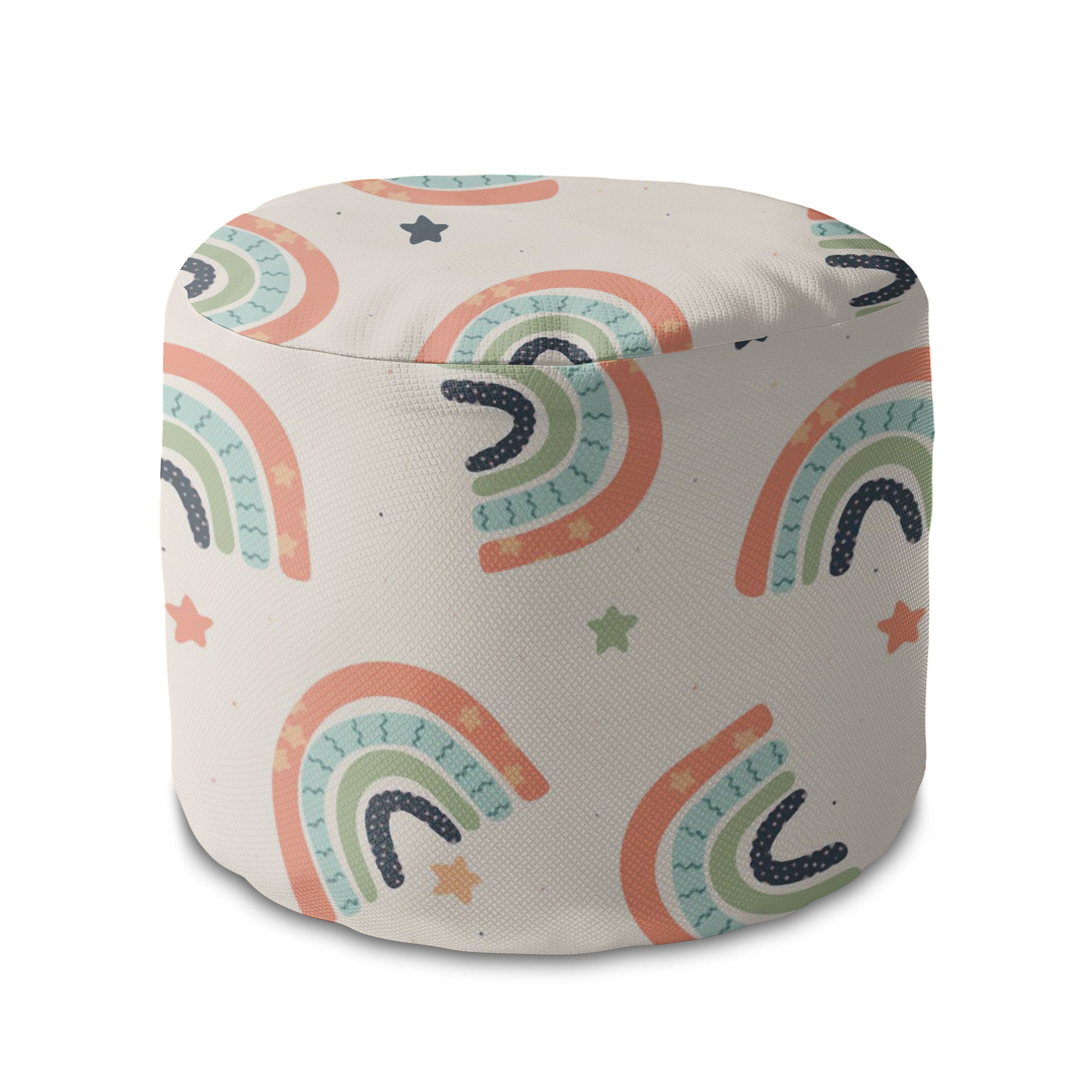 Okrúhly puf podnožka Boho Rainbow with Stars