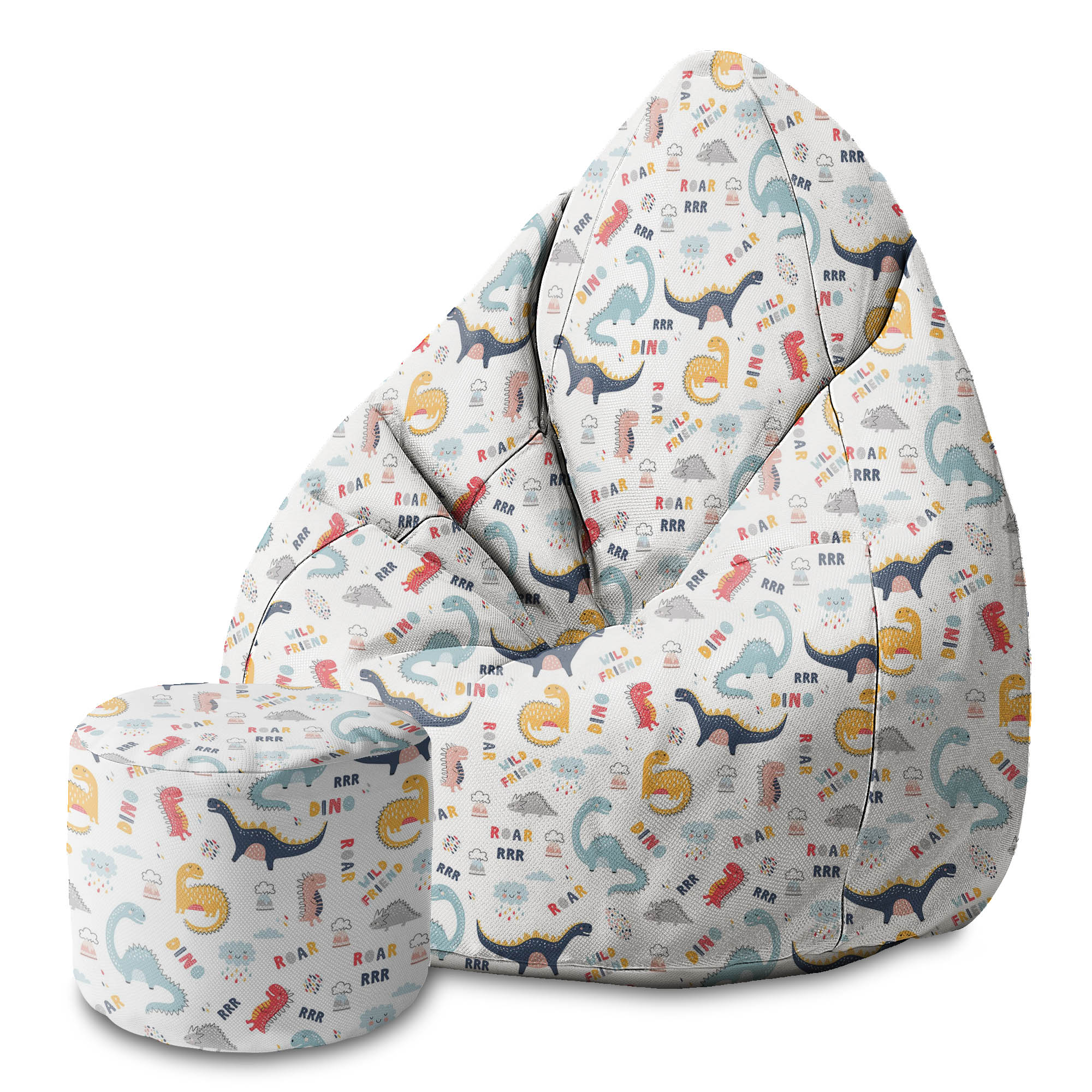 Okrúhly puf podnožka Funny Kids Dinosaurs
