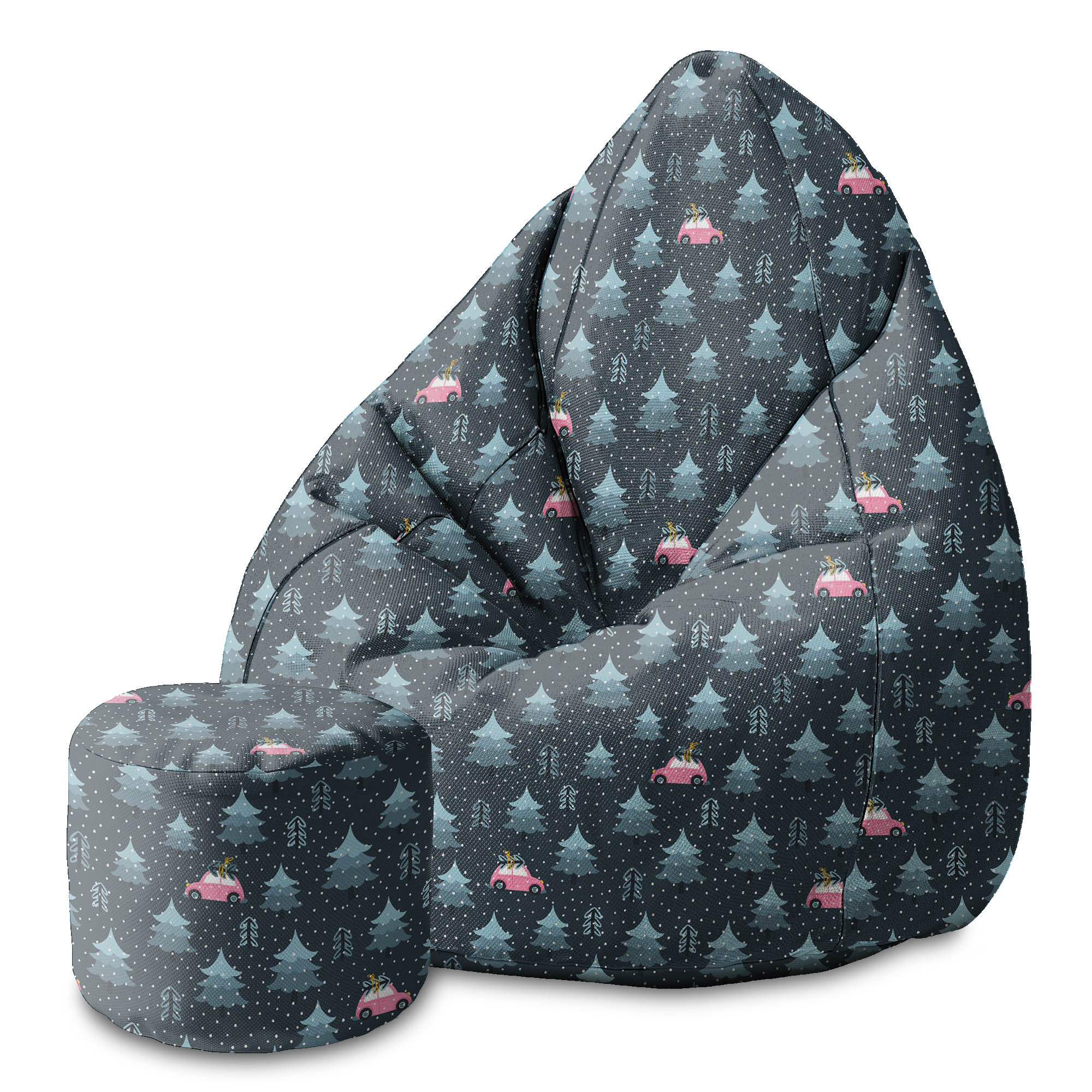 Round pouf footstool Christmas Trip-Panama
