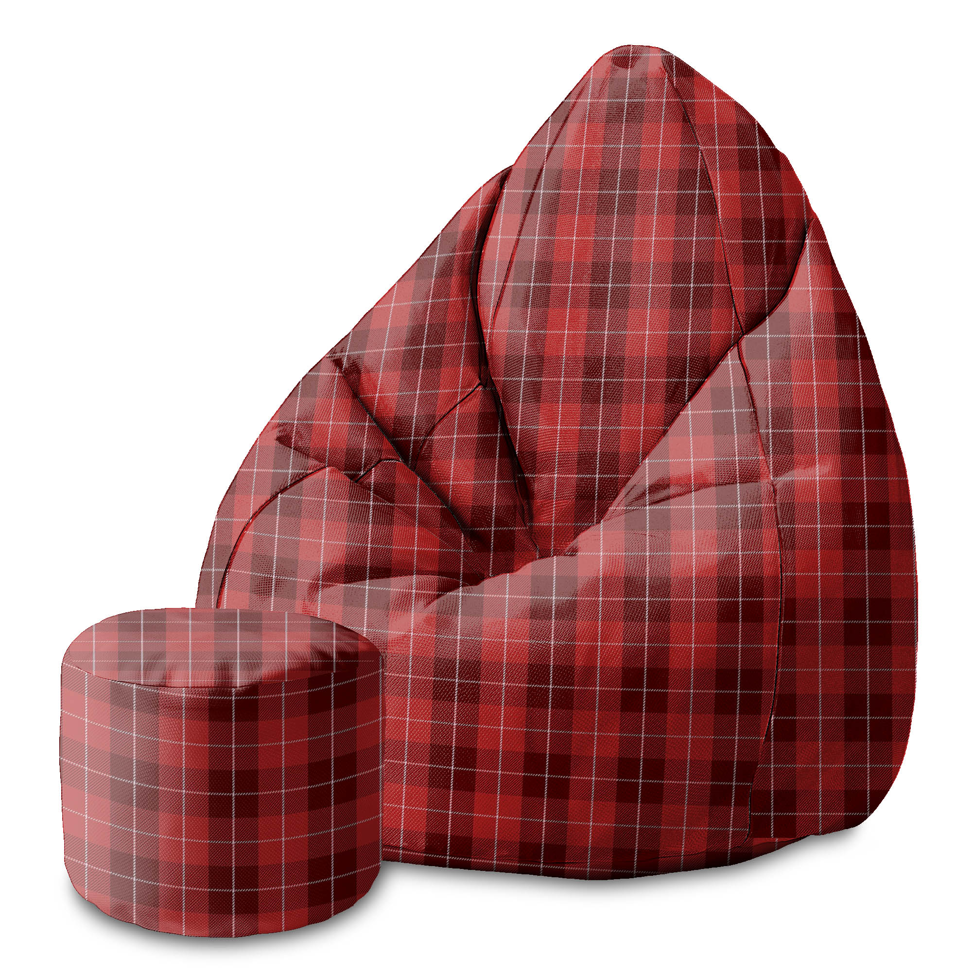 Puf okrągły podnóżek Christmas Red Checker-Oxford