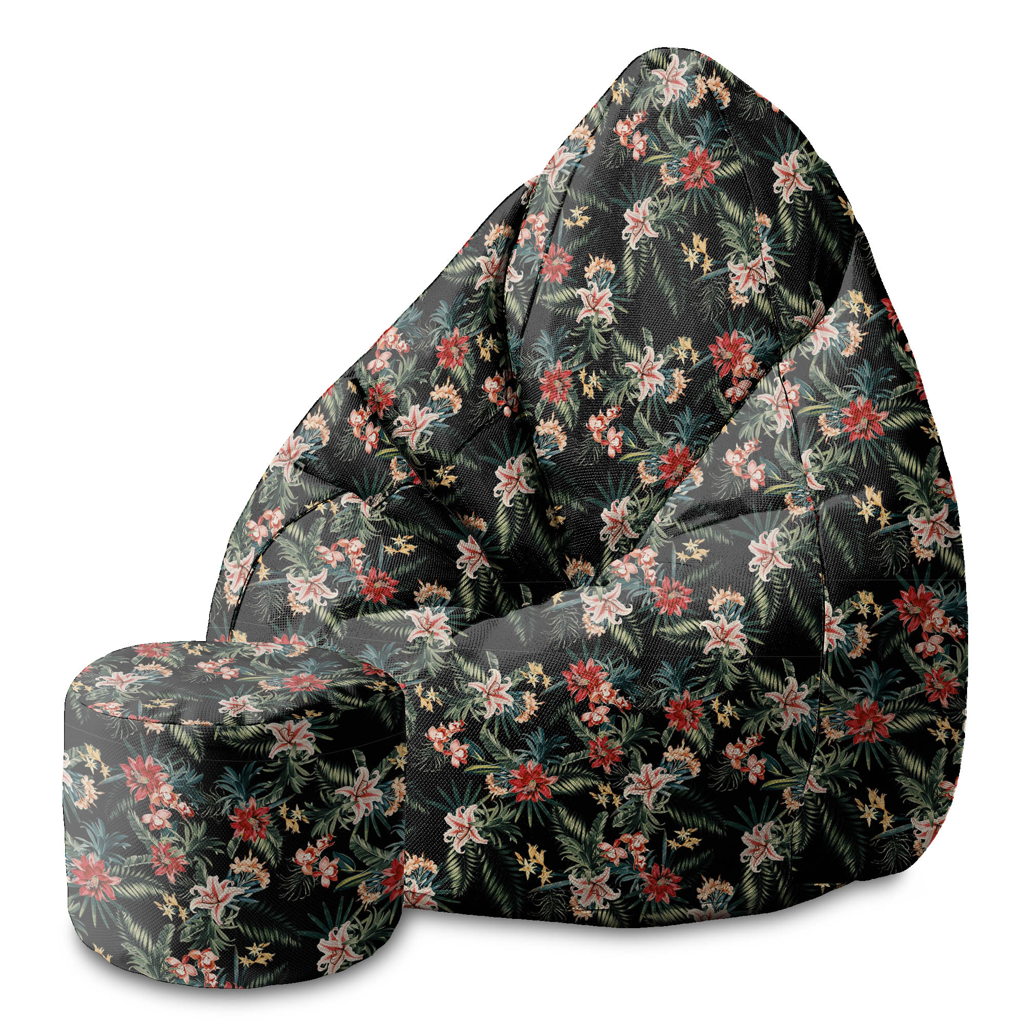 Okrúhly puf podnožka Dark Jungle Exotic