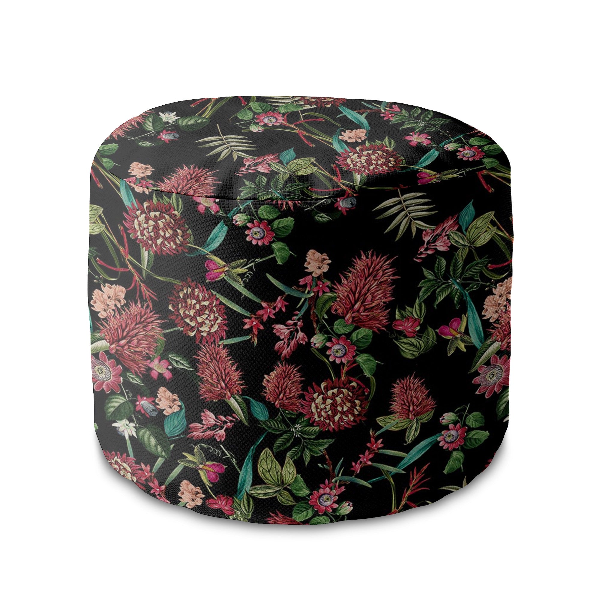 Okrúhly puf podnožka Dark Jungle Red