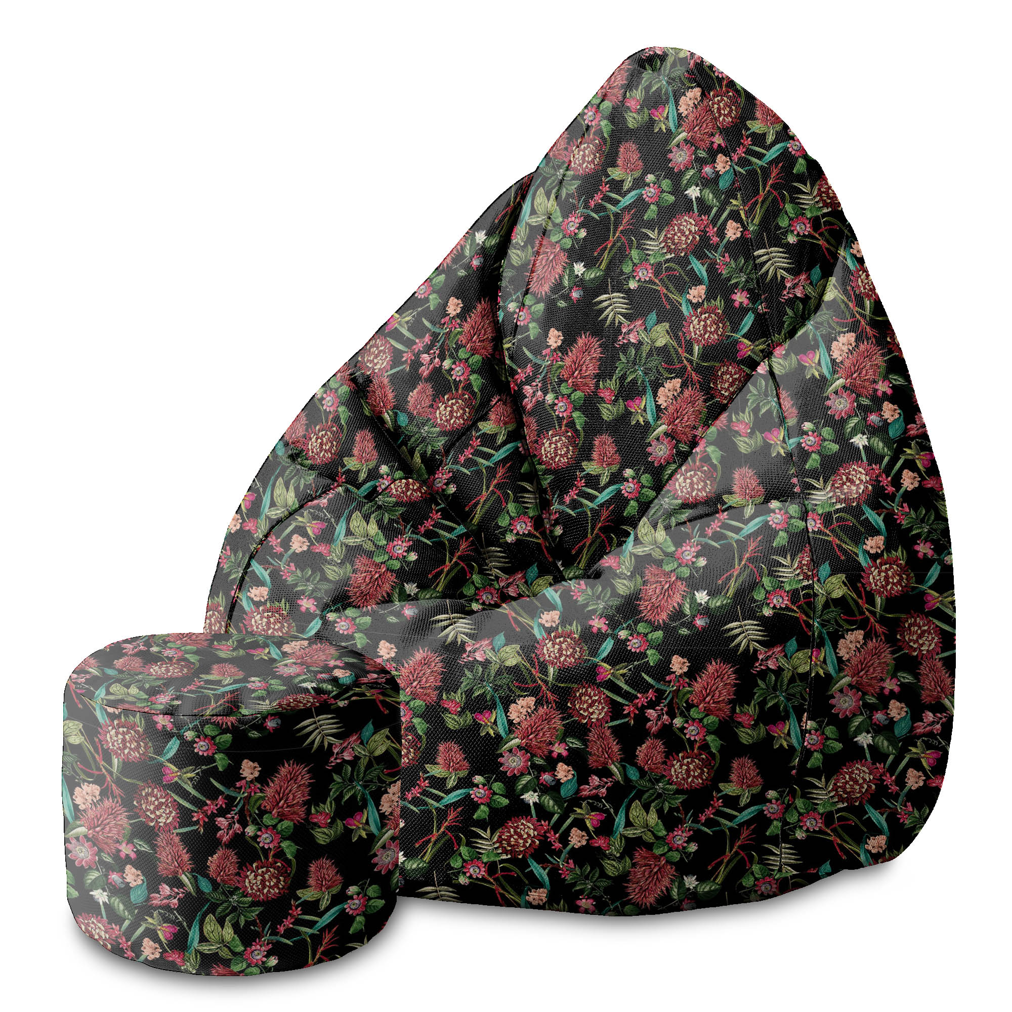 Okrúhly puf podnožka Dark Jungle Red