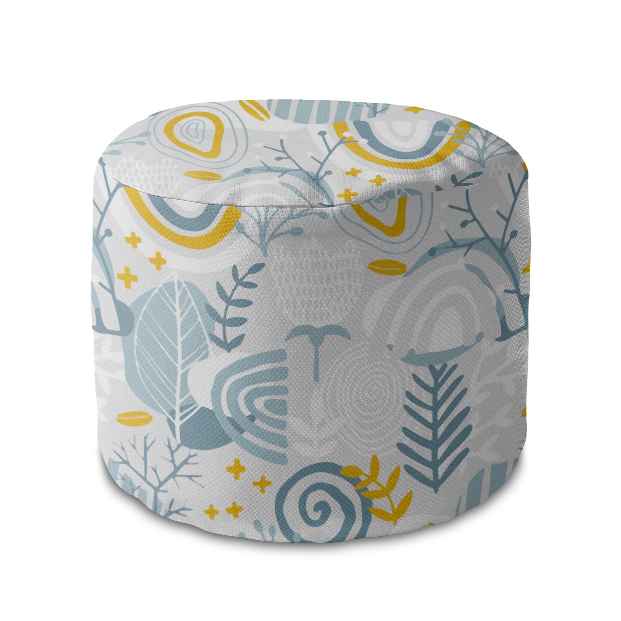 Okrúhly puf podnožka Grey Floral Pattern