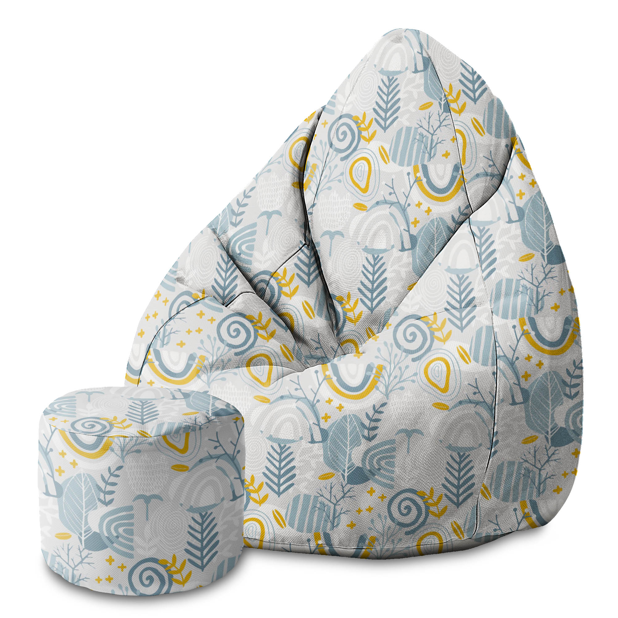 Okrúhly puf podnožka Grey Floral Pattern