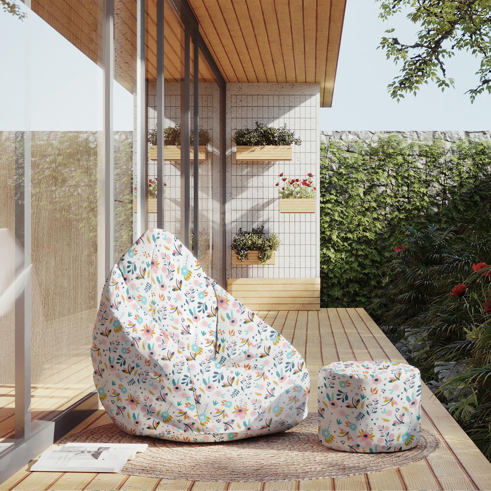 Round Pouf Footrest Living in the Flowers-Panama