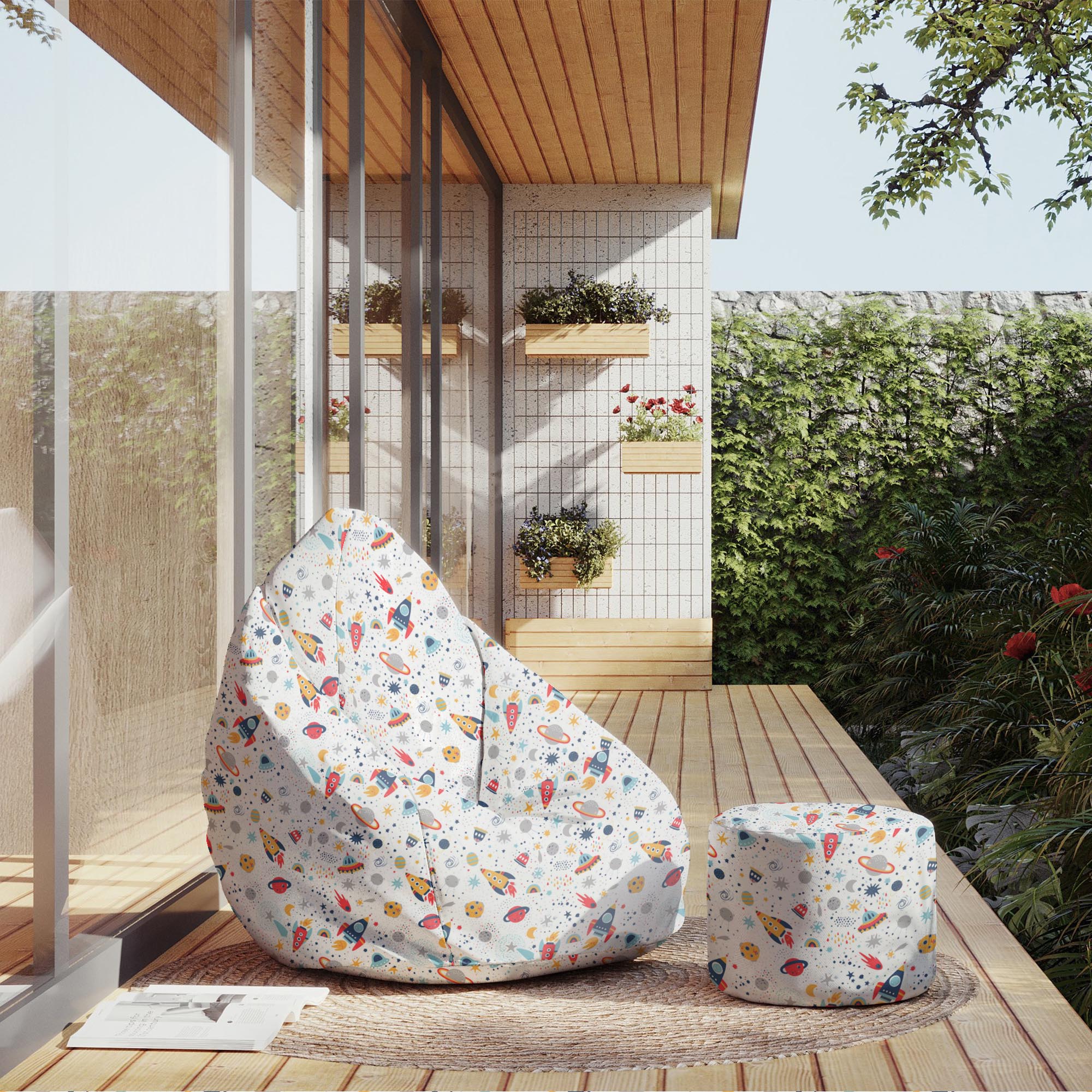 Round Pouf Footrest It's Fun in the Space-Panama