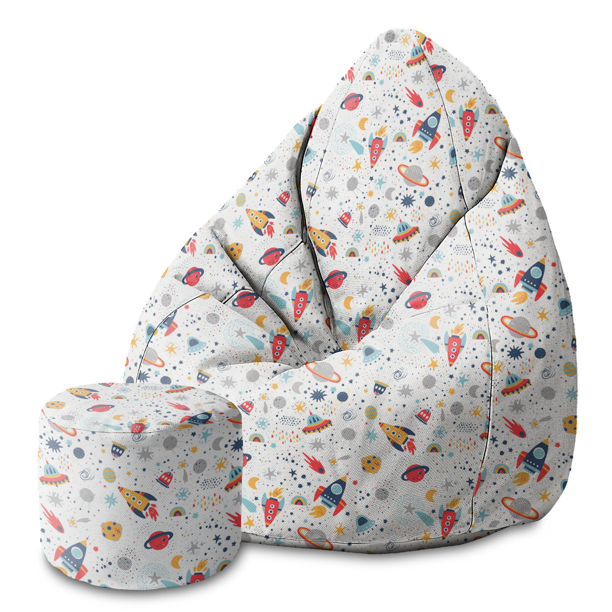 Round Pouf Footrest It's Fun in the Space-Panama