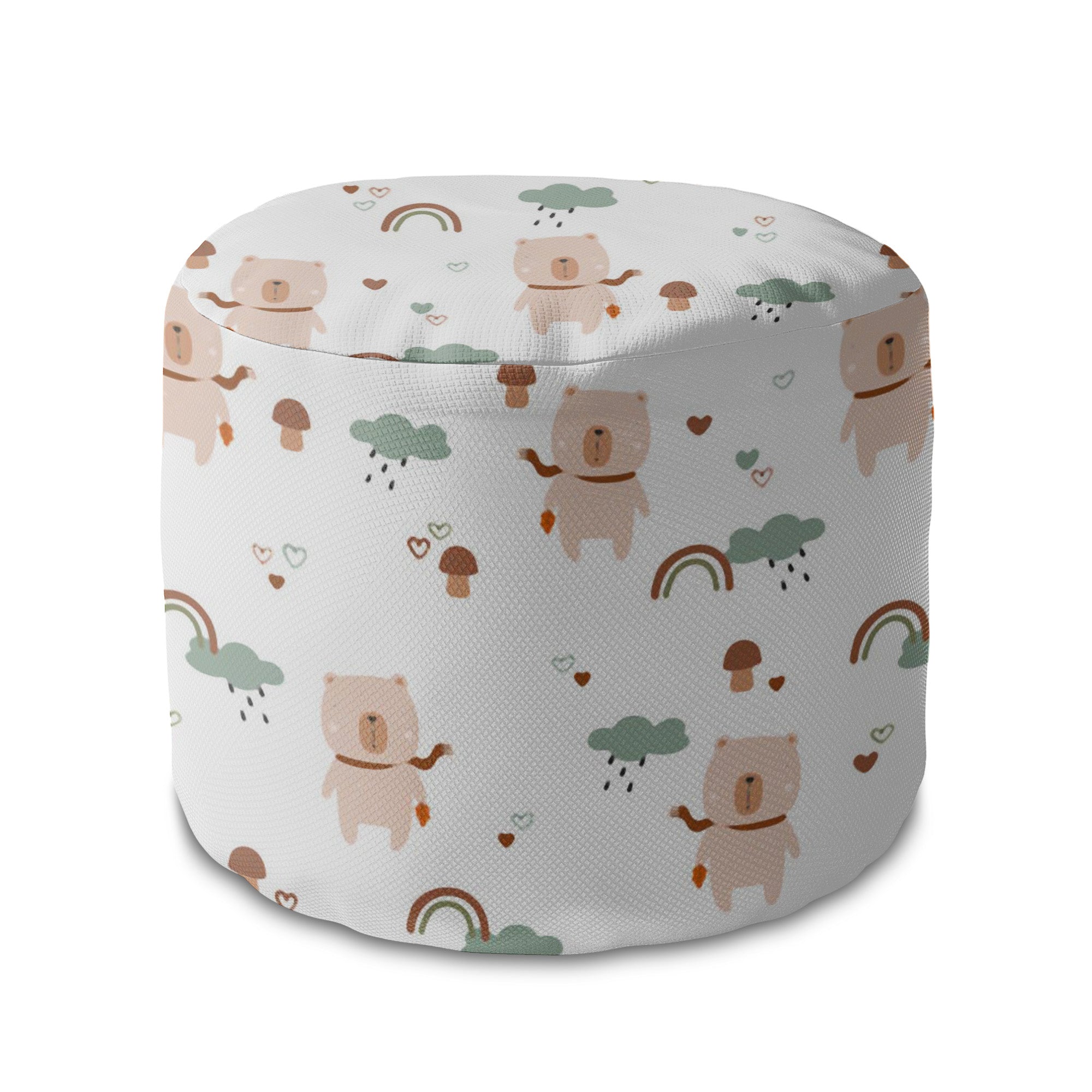 Okrúhly puf podnožka Bear and Mushrooms