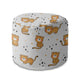 Round Pouf Footrest Baby Tiger-Velvet