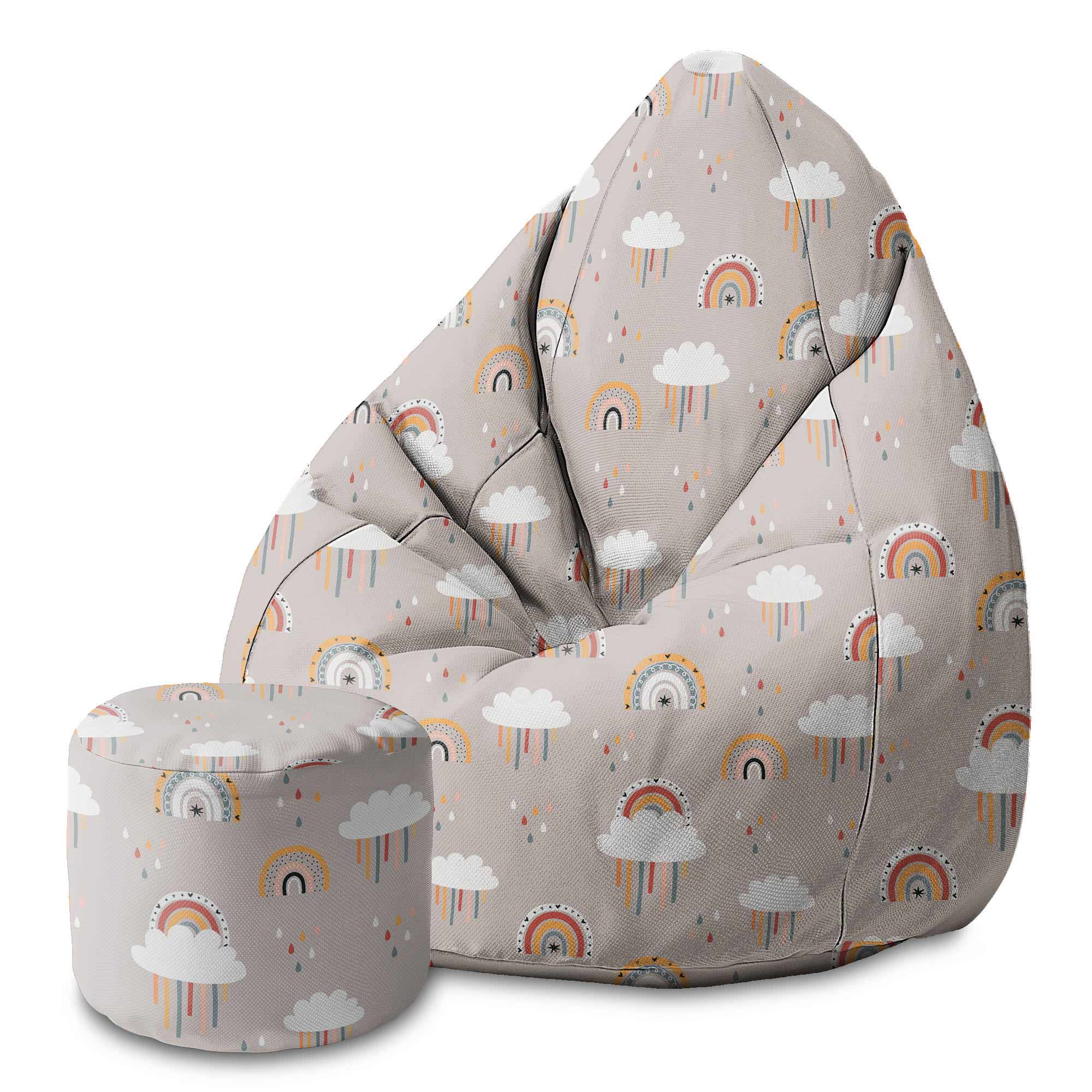 Okrúhly puf podnožka Beige Rainbow-Velvet