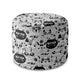 Round Pouf Footrest Black and White Cats-Oxford