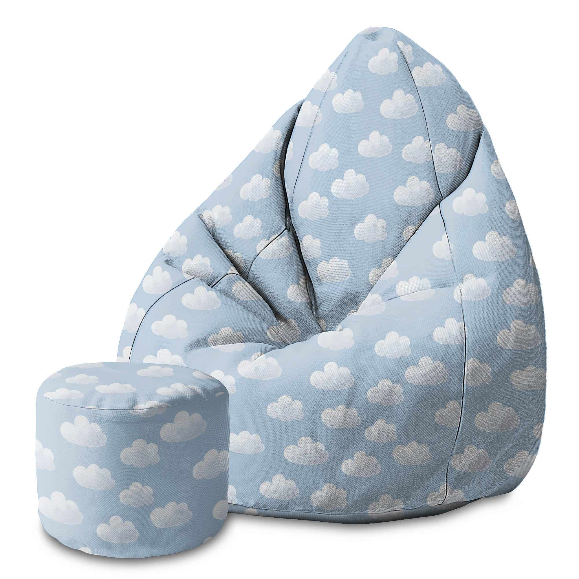 Runder Hocker Fußstütze Blue Clouds-Velvet