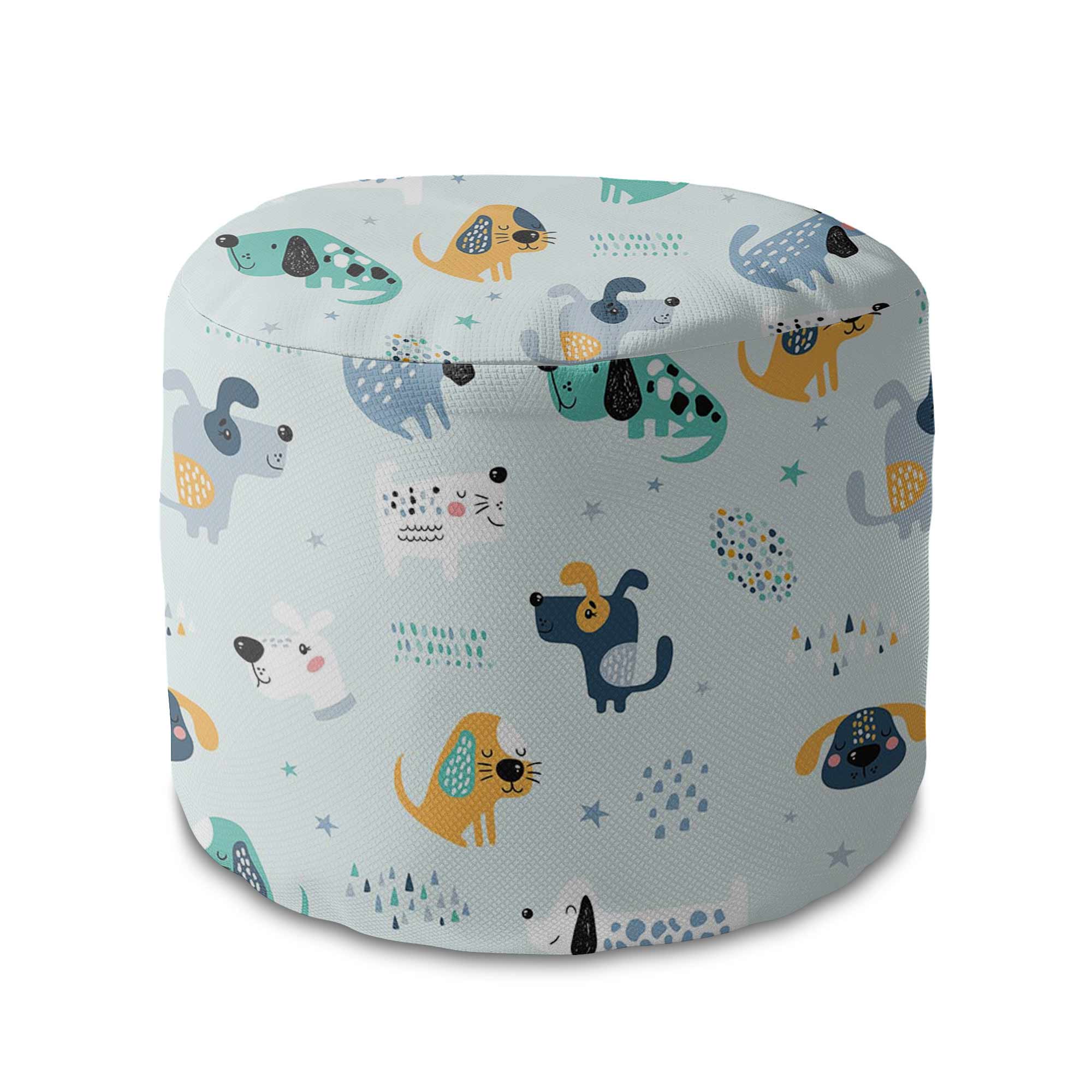 Okrúhly puf podnožka Cartoon Colorful Dogs