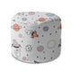 Runder Pouf Fußhocker Lime Cartoon Galaxy