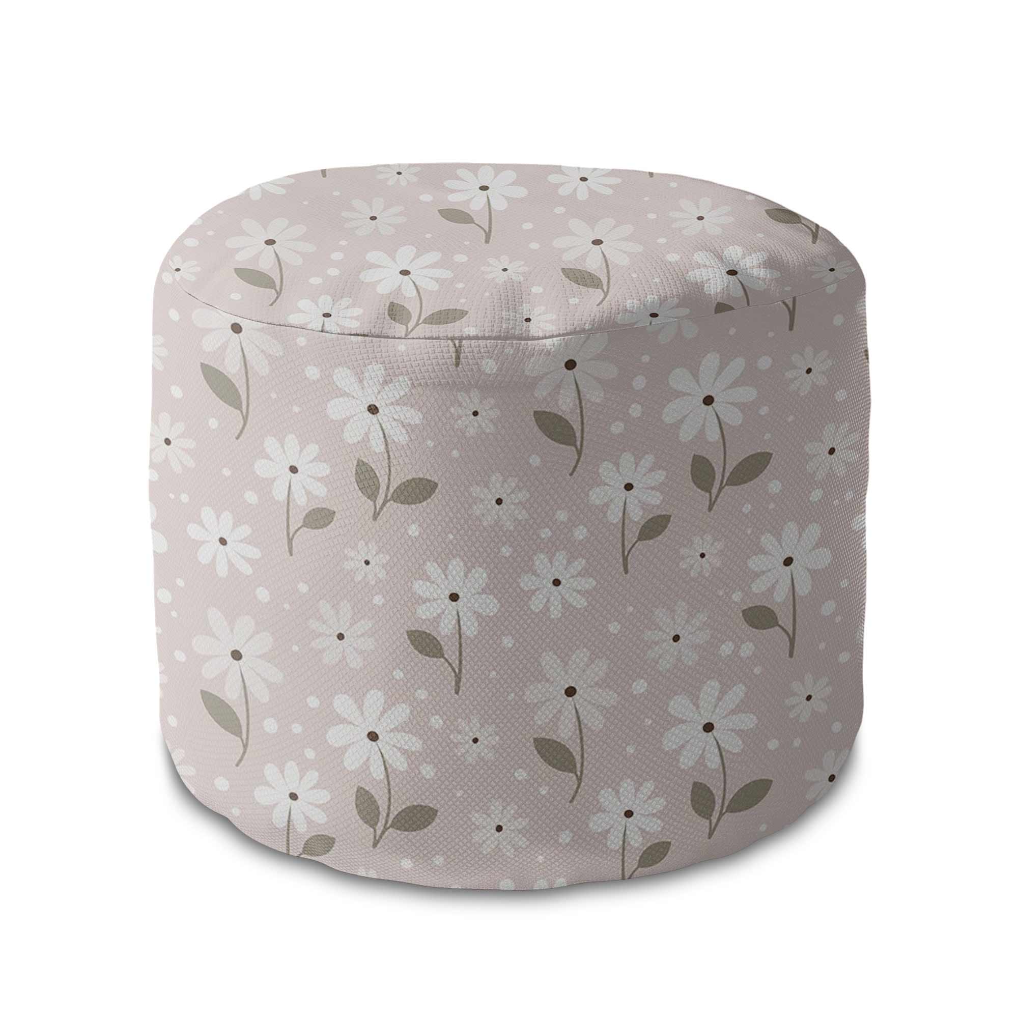 Okrúhly puf podnožka Jemné kvety-Velvet