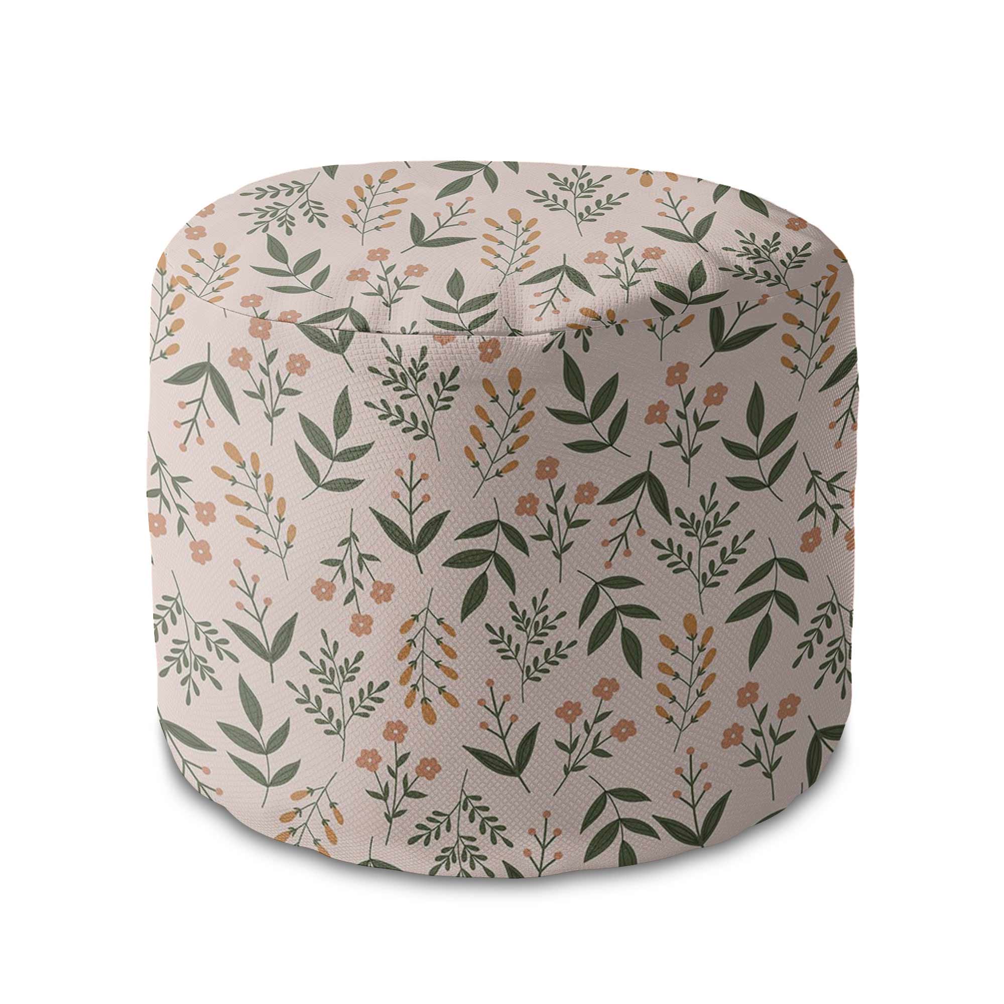 Okrúhly puf na nohy Botanical Beige Pattern