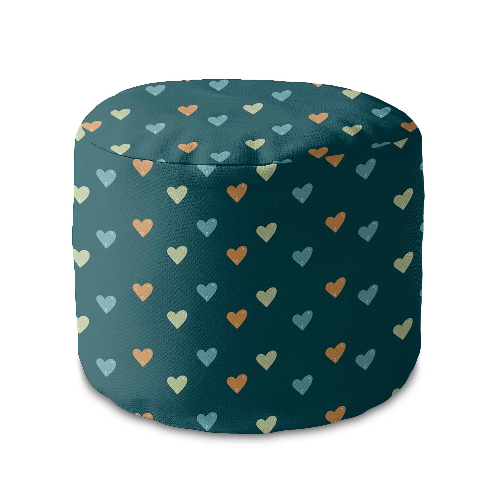 Okrúhly puf na nohy Colorful Hearts-Velvet
