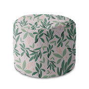 Okrúhly puf podnožka Olive Leaves on Pink