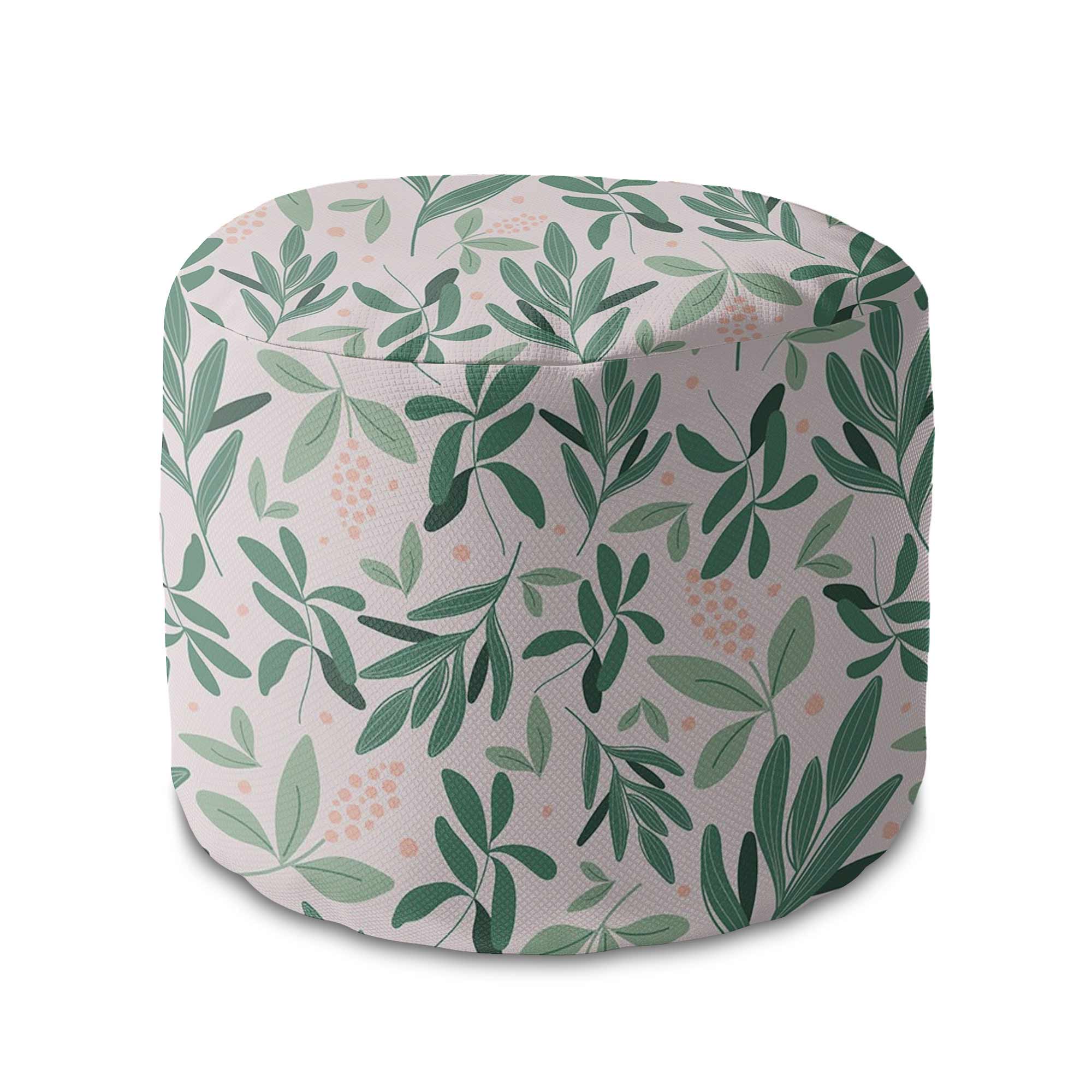 Okrúhly puf podnožka Olive Leaves on Pink