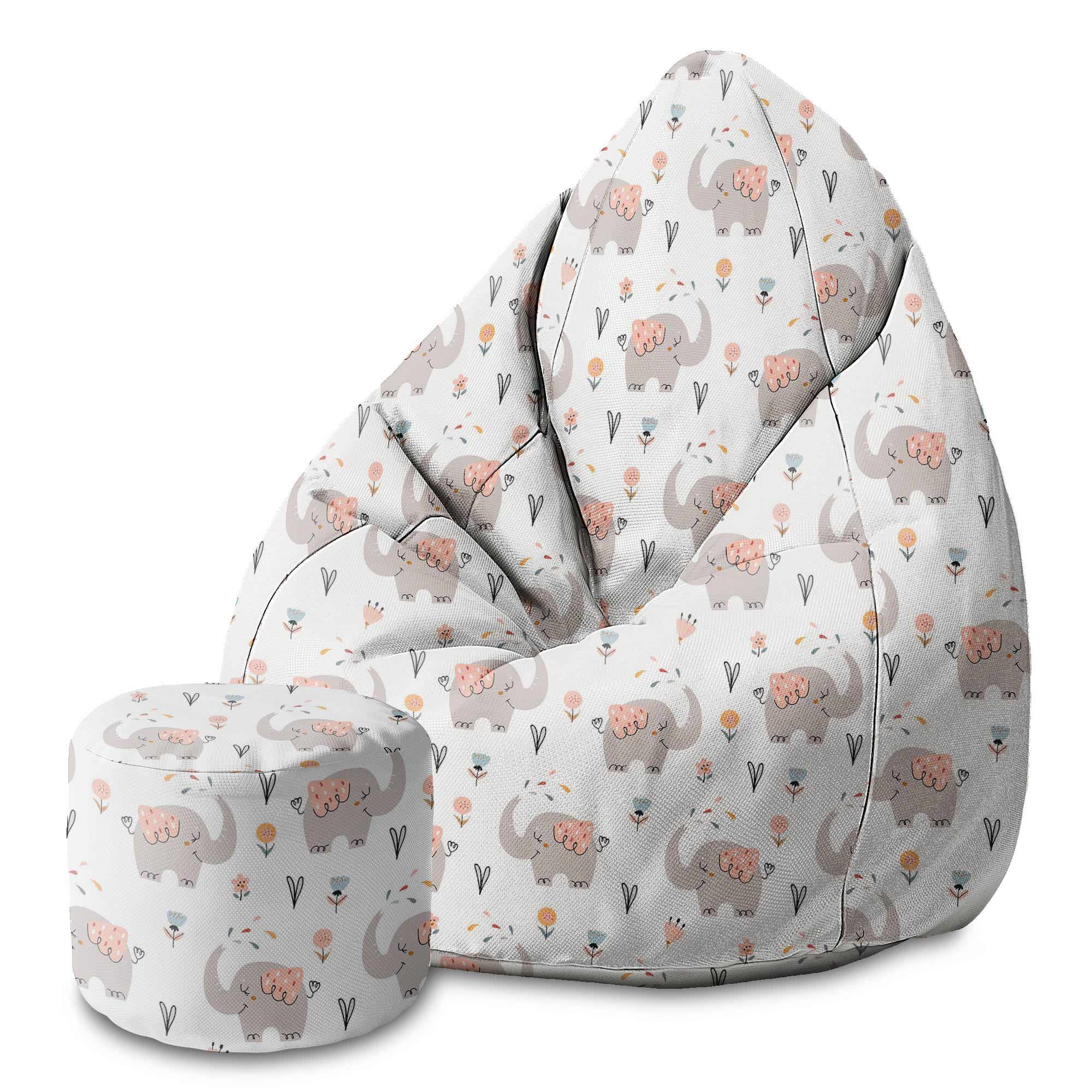 Runder Hocker Fußstütze Happy Elephant-Velvet