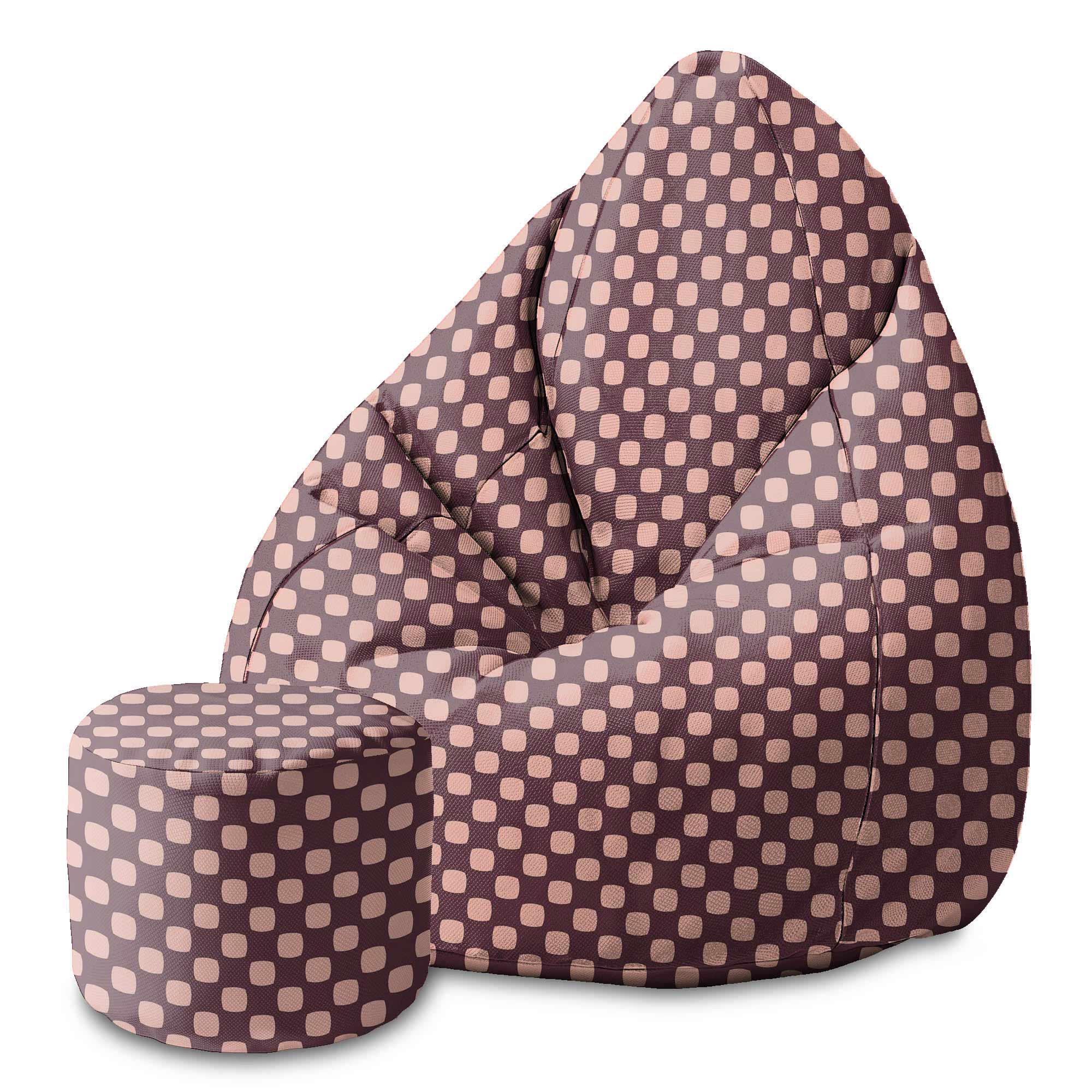 Okrúhly puf podnožka Geometric Squares-Velvet