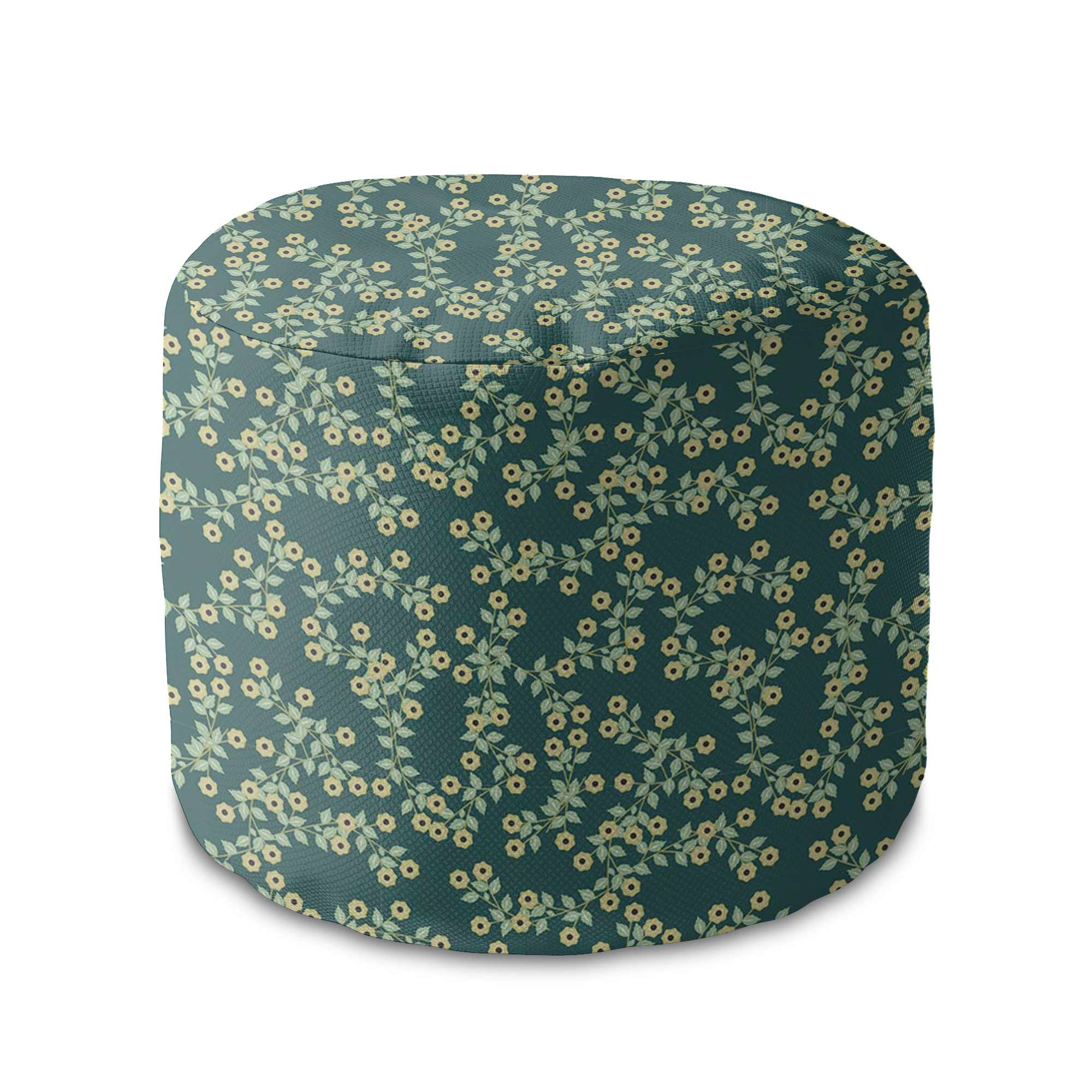 Okrúhly puf podnožka Tiny Flowers-Velvet