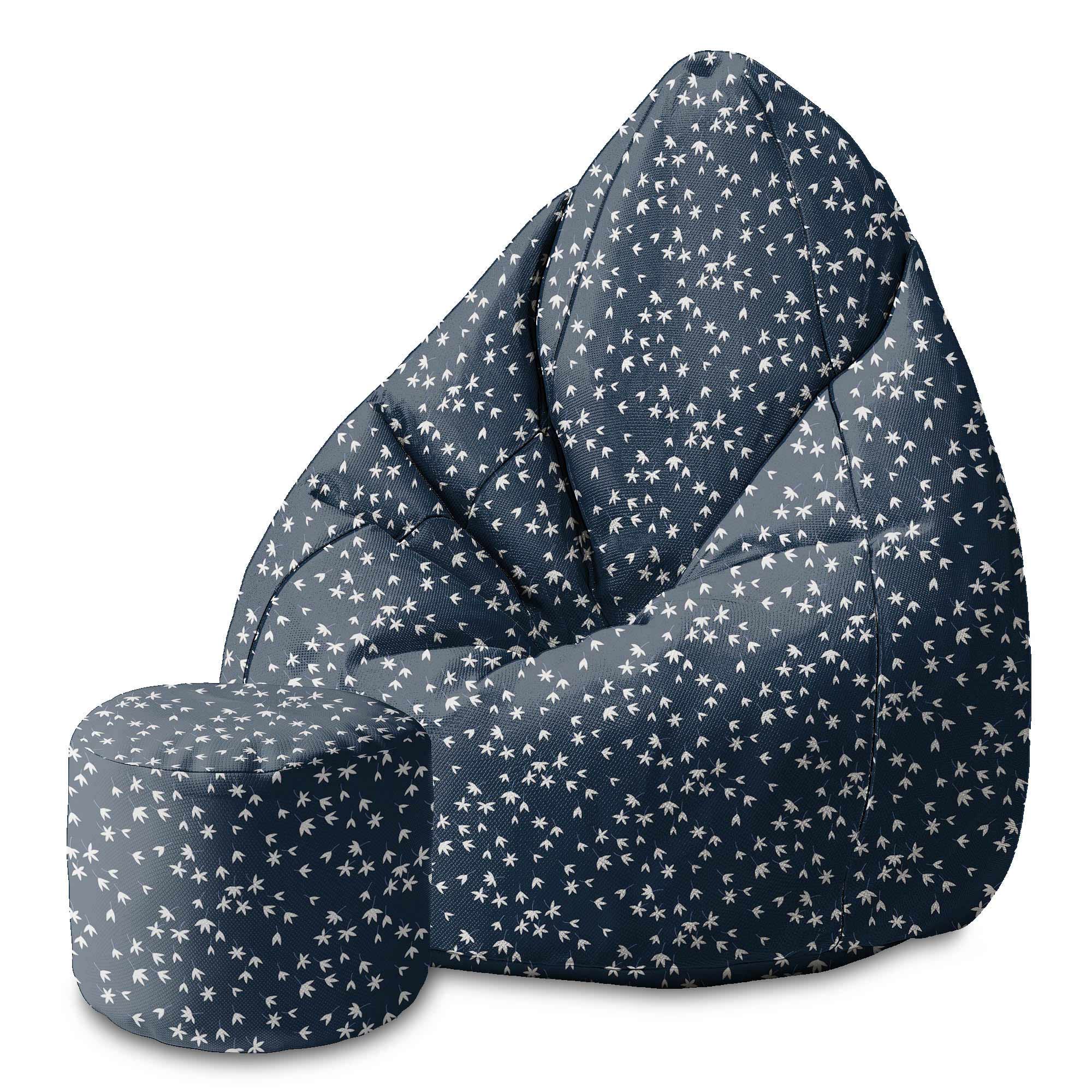 Okrúhly puf podnožka Navy Tiny Petal-Velvet