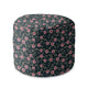 Round Pouf Footstool Romantic Flowers-Velvet