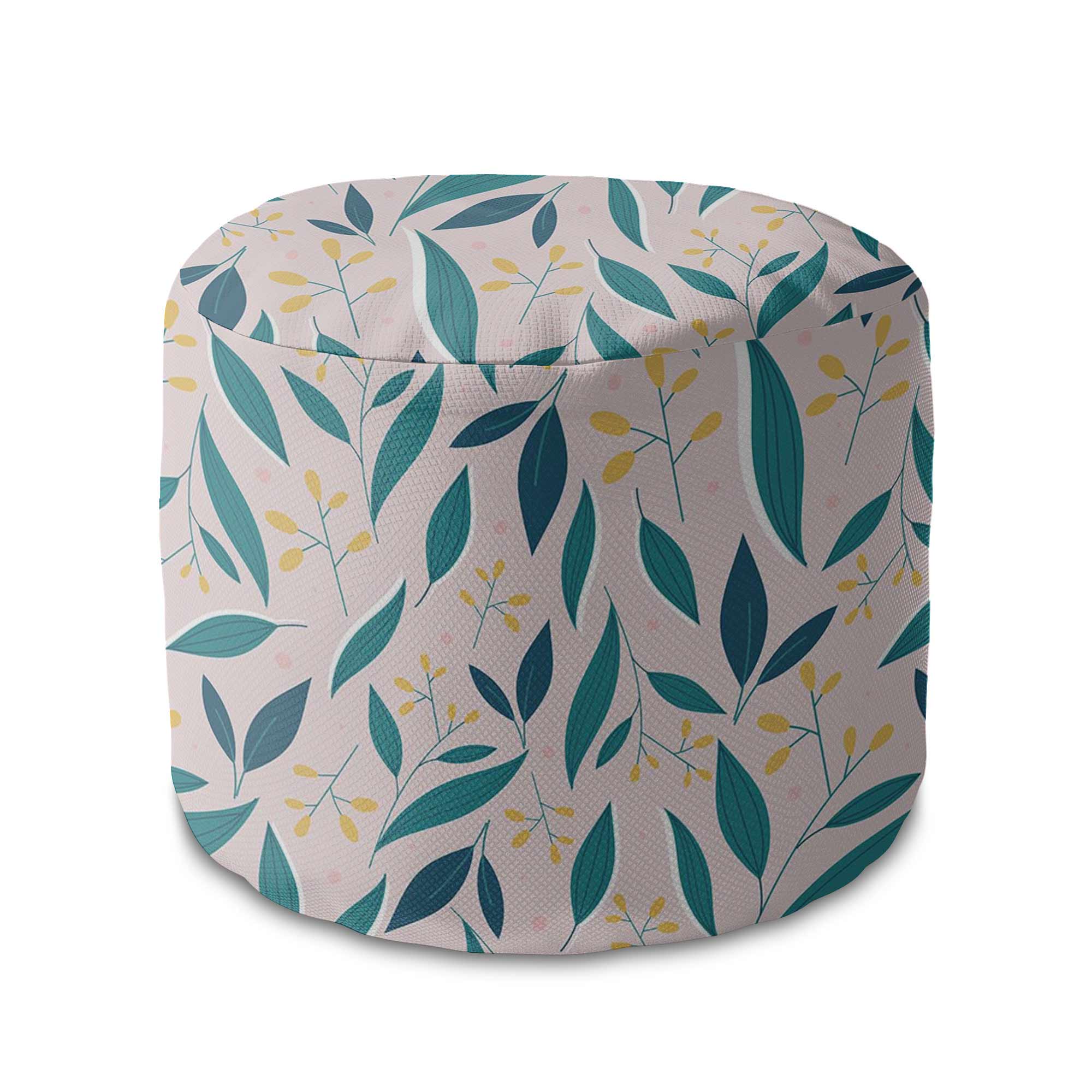 Okrúhly puf na nohy Yellow Forest Flowers-Velvet