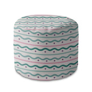 Round Pouf Footstool Lines and Dots