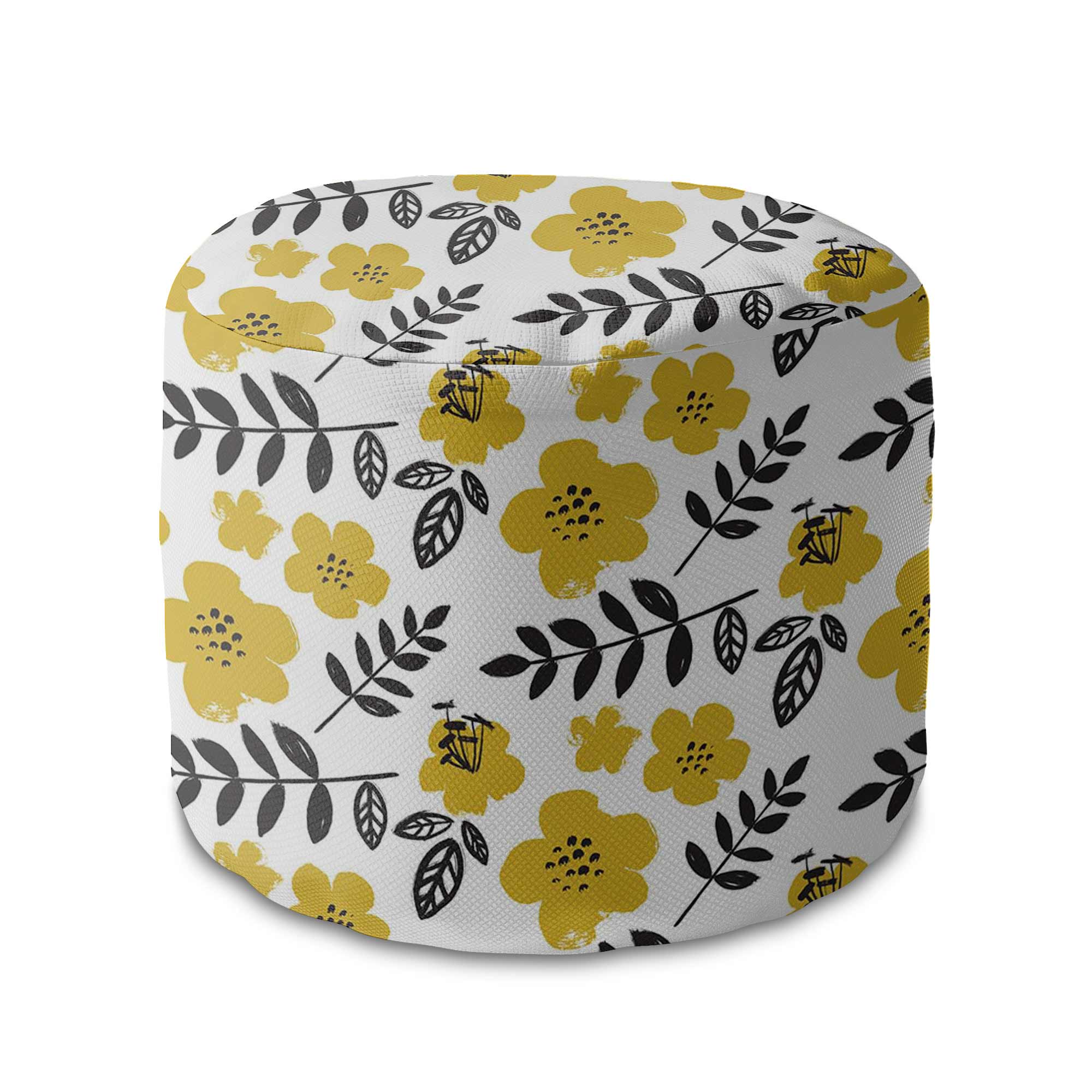Okrúhly puf na nohy Painted Yellow Flowers