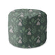 Okrúhly puf na nohy Folk Flowers na Green-Velvet