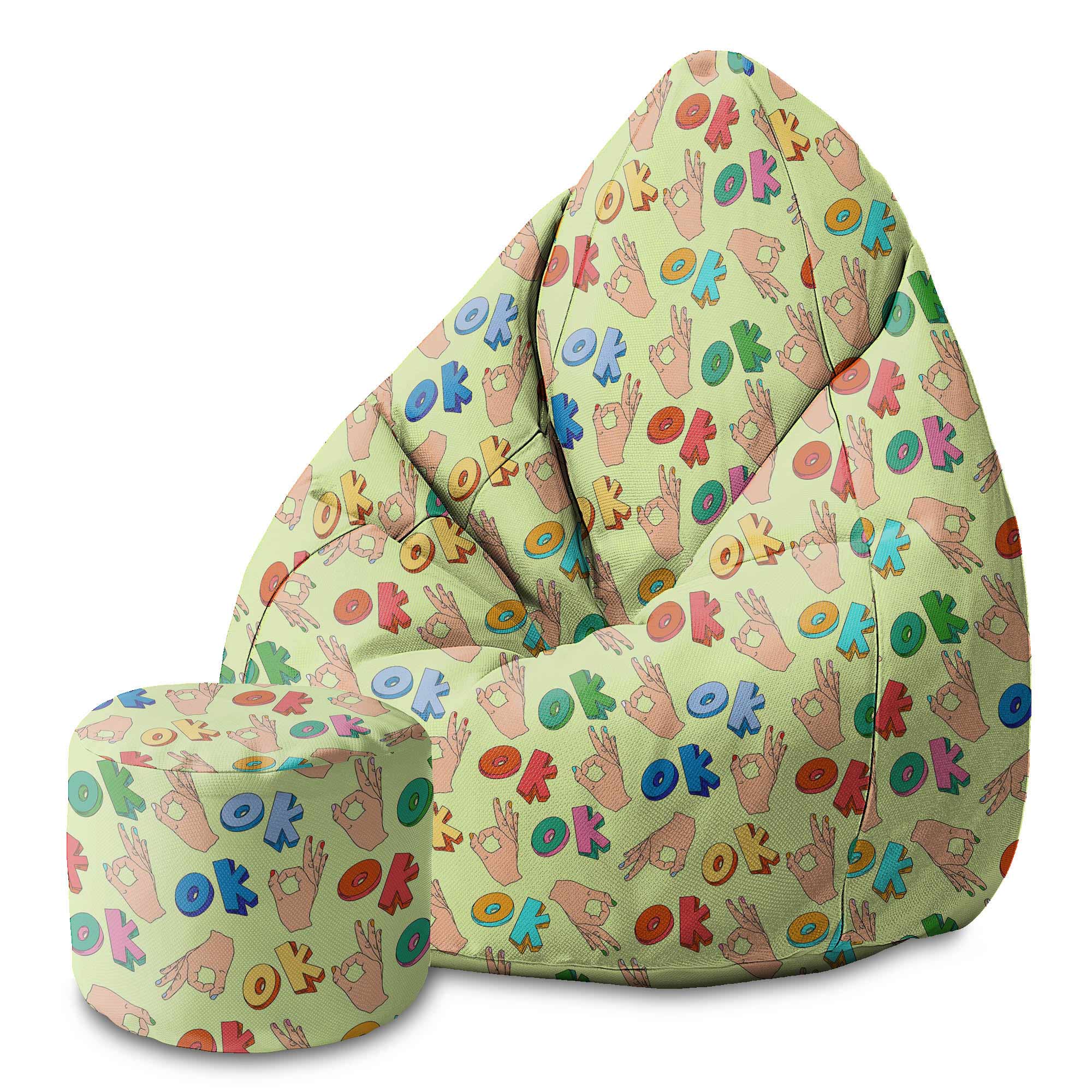 Round Pouf Footstool Everything is OK-Oxford