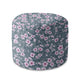 Okrúhly puf na nohy Small Pink Flowers-Velvet