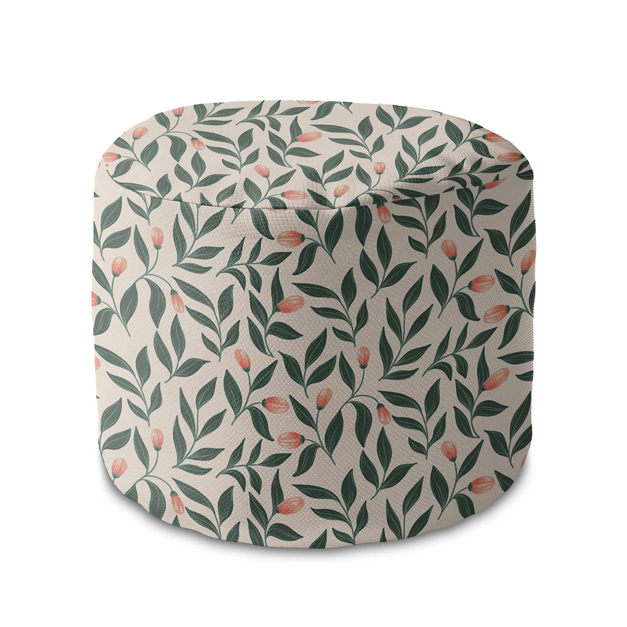 Okrúhly puf na nohy Pink Berries Pattern-Oxford