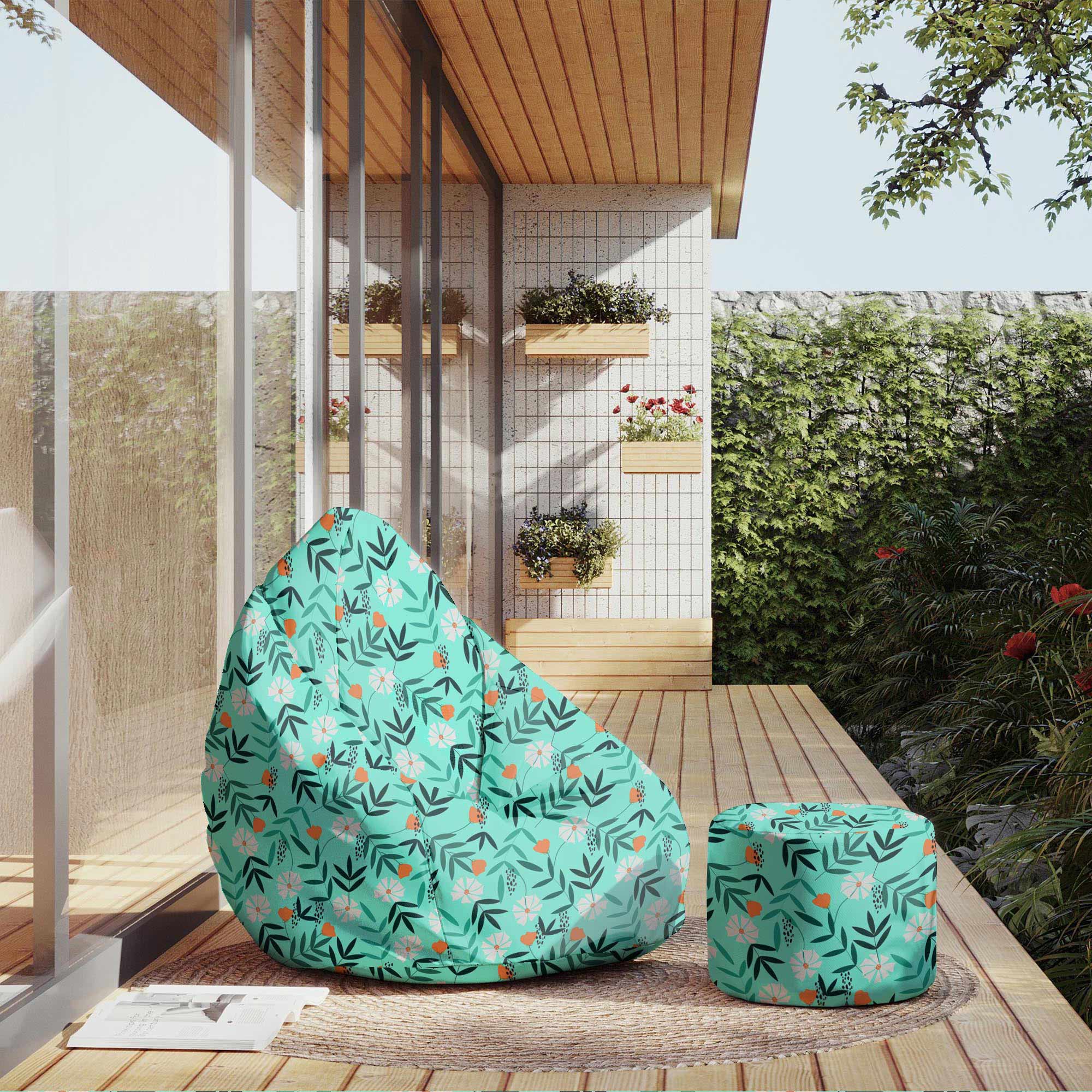 Round Pouf Footstool Flower Dream-Oxford