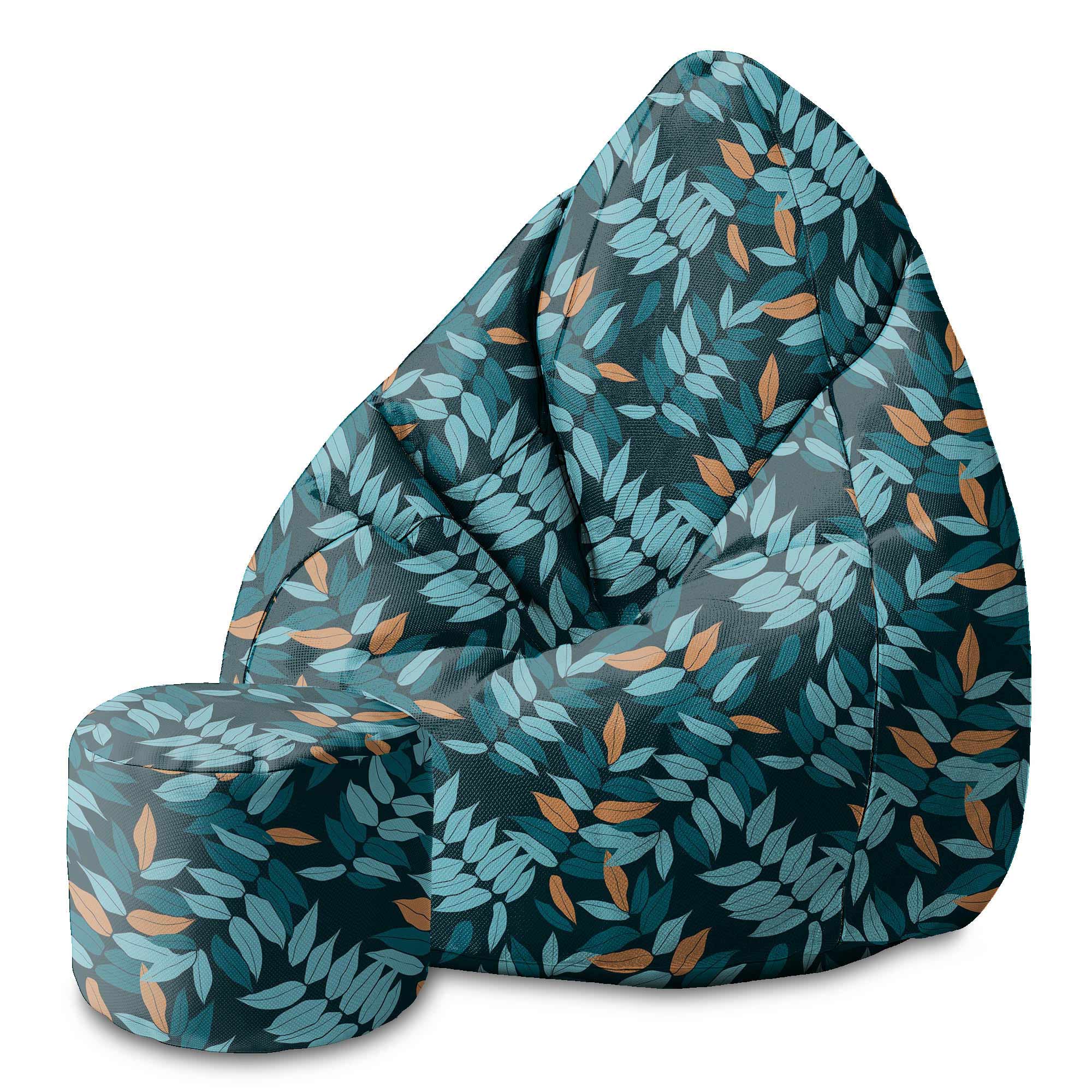 Okrúhly puf na nohy Minimal Leaves Pattern-Velvet