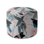 Runder Hocker Fußstütze Early Morning Flowers-Velvet