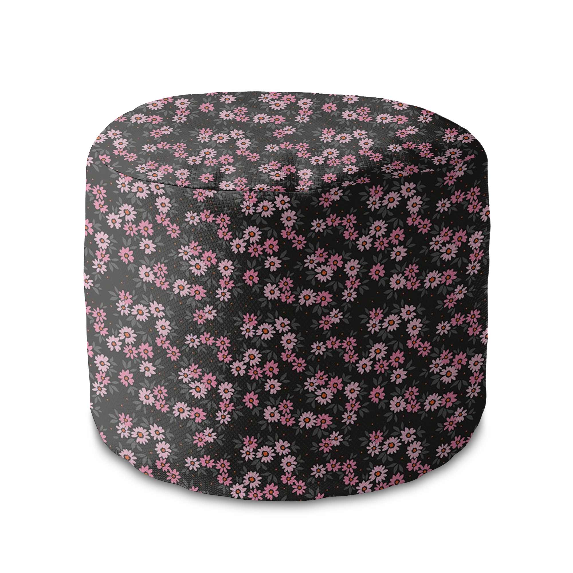Okrúhly puf na nohy Pink Flowers Pattern-Oxford