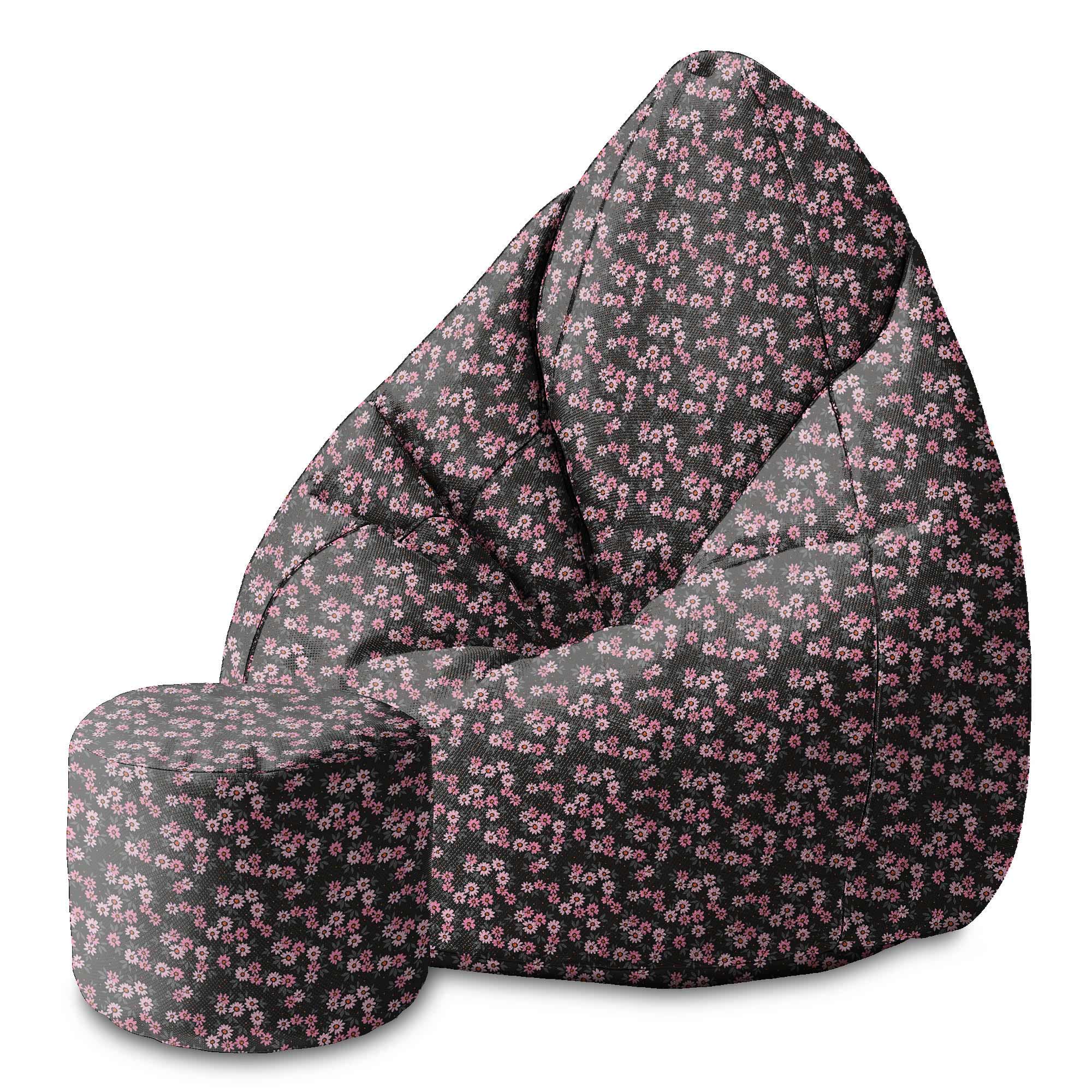 Okrúhly puf na nohy Pink Flowers Pattern-Oxford
