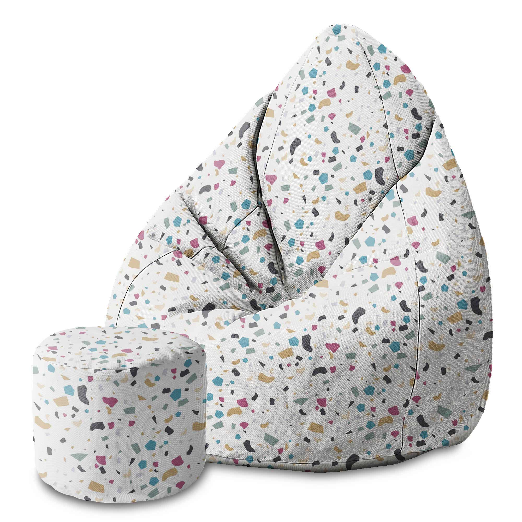 Okrúhly puf na nohy Colorful Terrazzo-Velvet