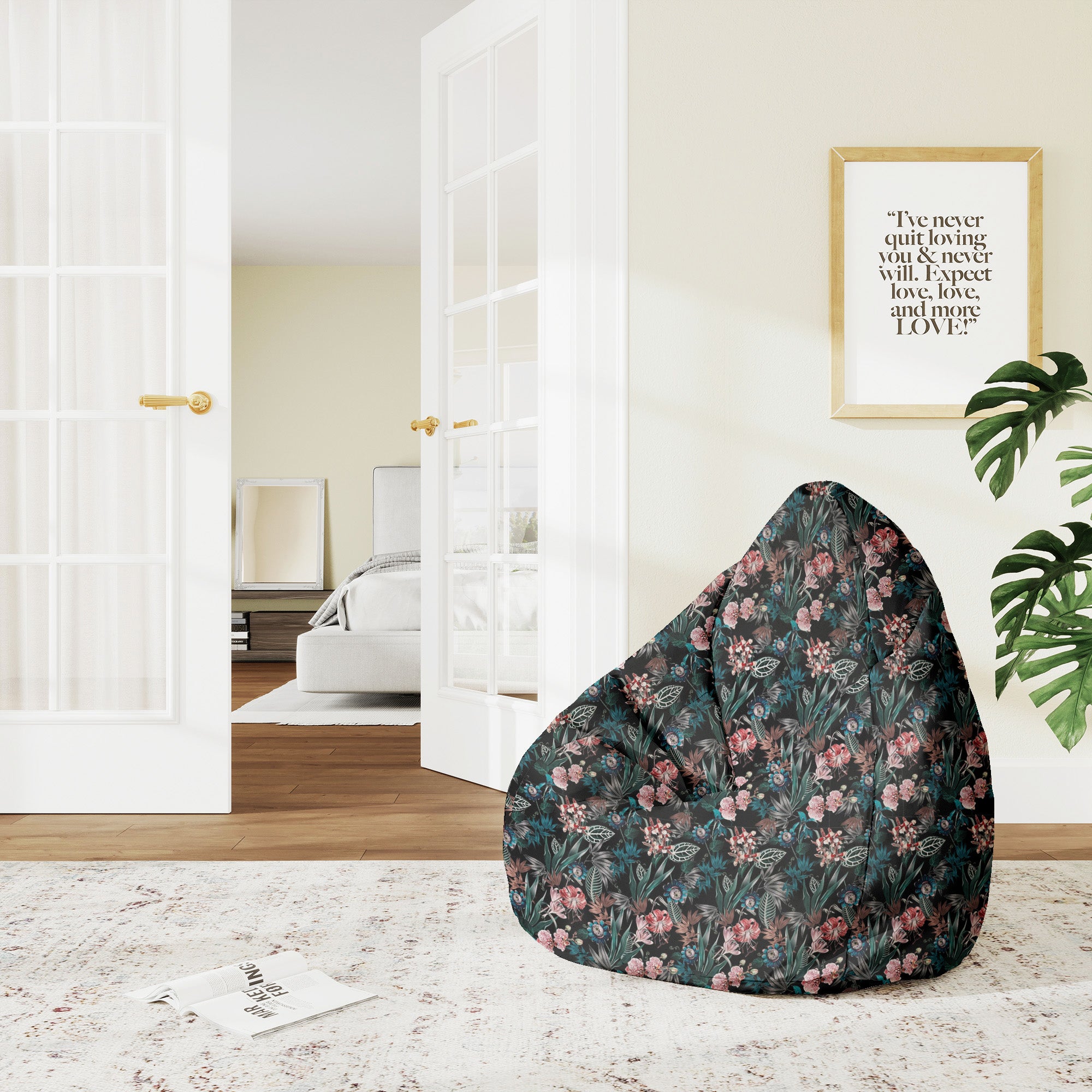 Puf Pearshape Dark Botanic-M-Velvet