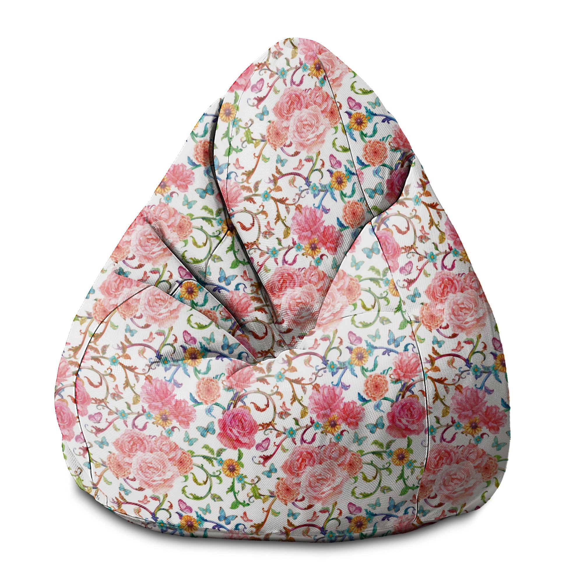 Puf Pearshape Motýle s Kvetmi-S-Velvet