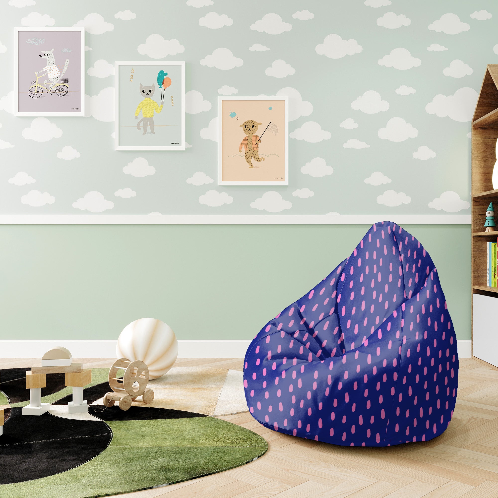 Sedací vak Pearshape Ružové škvrny-S-Velvet