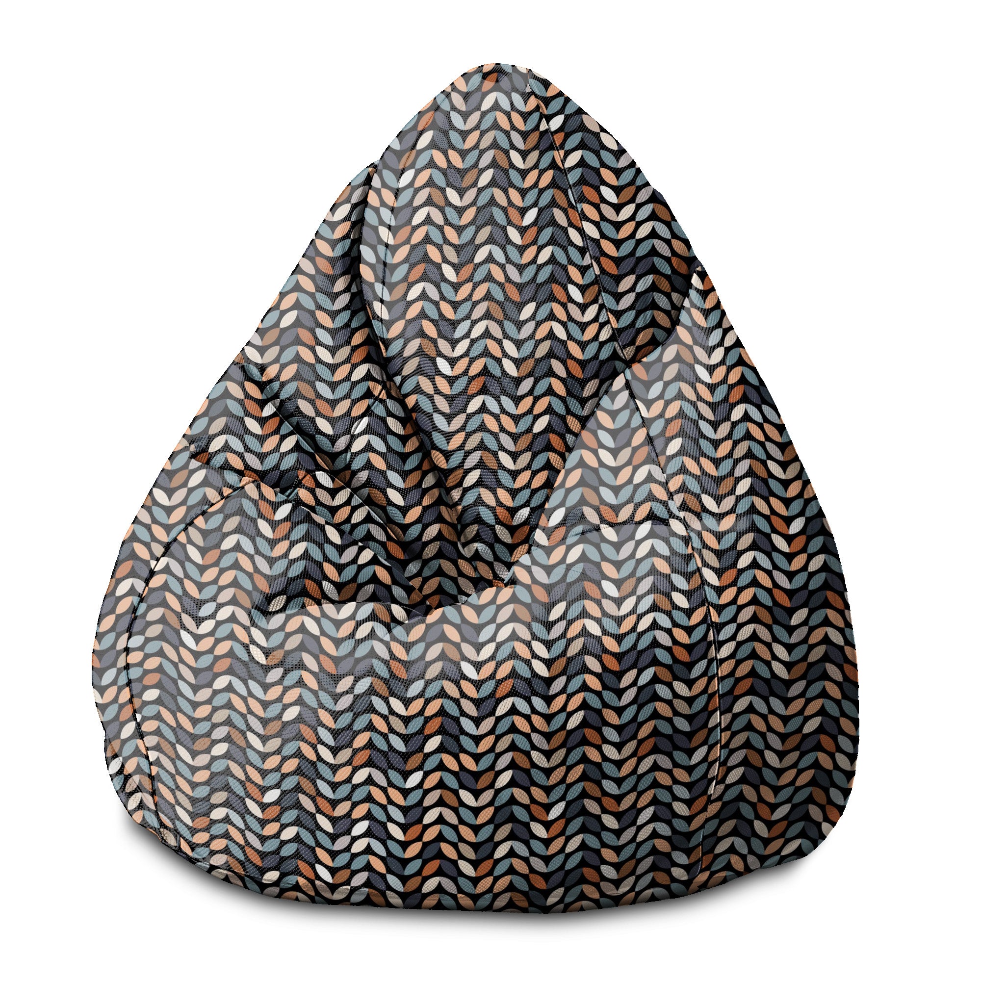 Sedací vak Pearshape Retro čierne listy